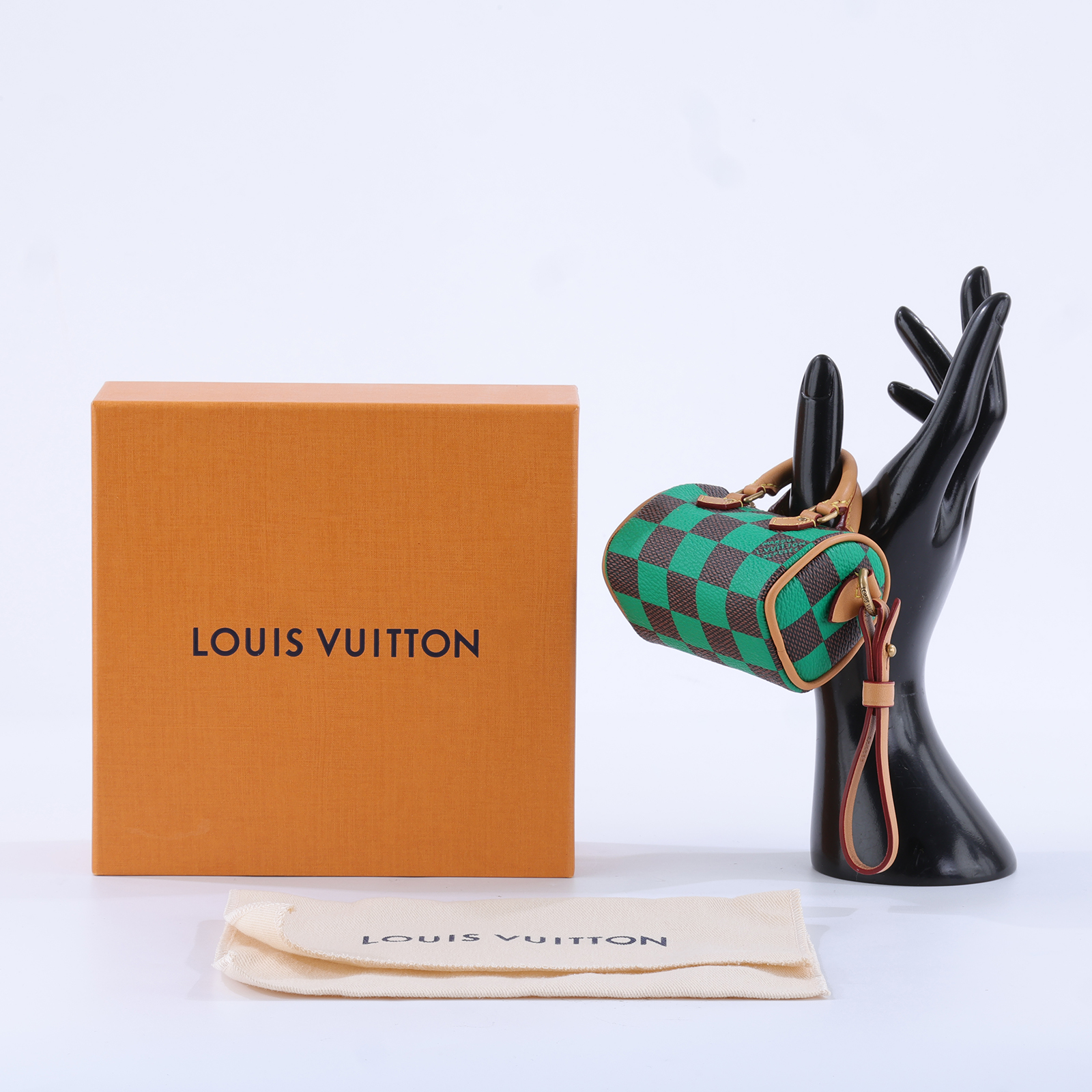 路易威登 LOUIS VUITTON Speedy 吊飾 鑰匙圈 R94053 綠棕棋盤SPEEDY吊飾 原廠盒子/防塵袋