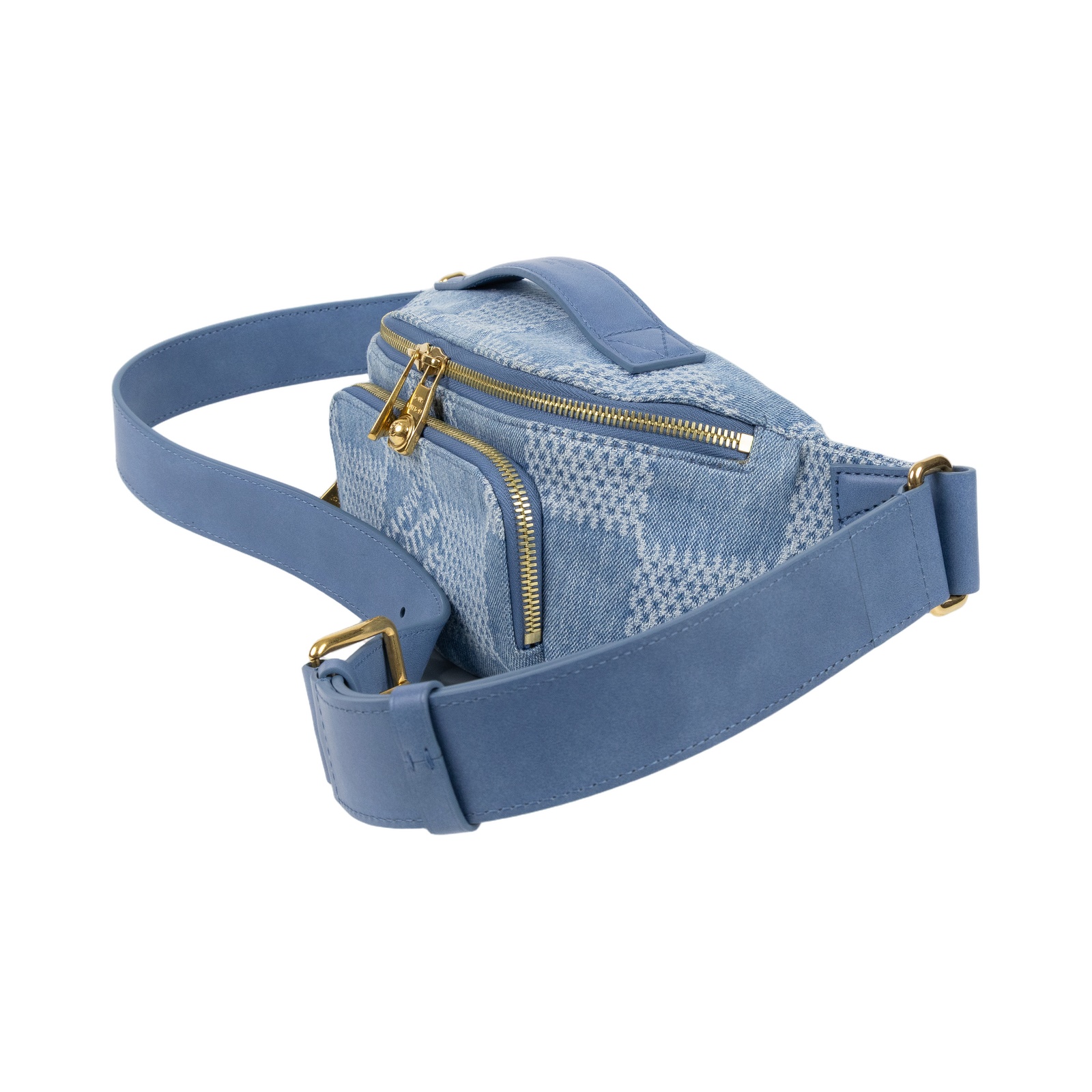 路易威登 LOUIS VUITTON Rush Bumbag 腰包/胸包 Denim 藍色 Damier Denim 3D棉質帆布 仿舊金色金屬配件 N00205 晶片款  原廠盒子/防塵袋