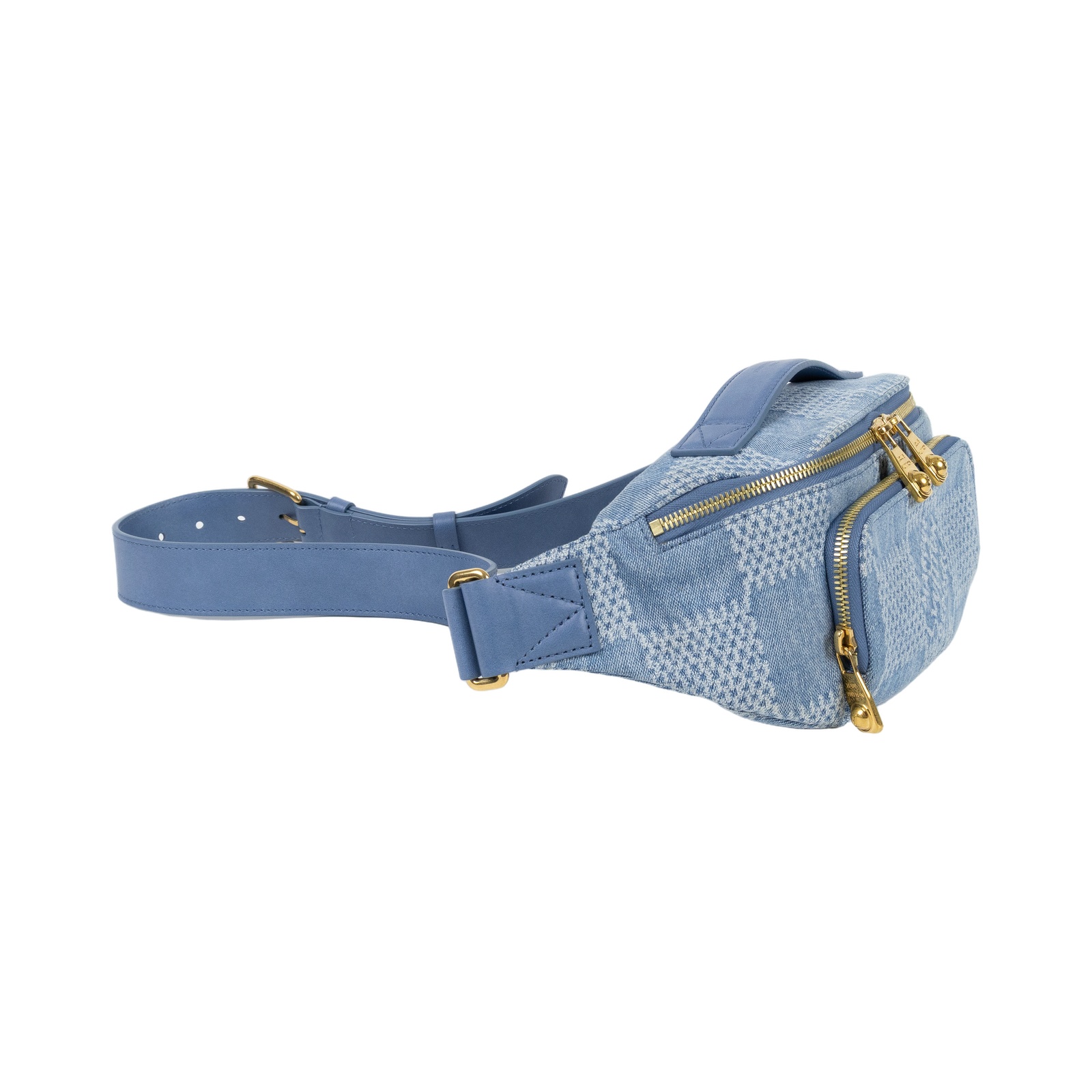 路易威登 LOUIS VUITTON Rush Bumbag 腰包/胸包 Denim 藍色 Damier Denim 3D棉質帆布 仿舊金色金屬配件 N00205 晶片款  原廠盒子/防塵袋