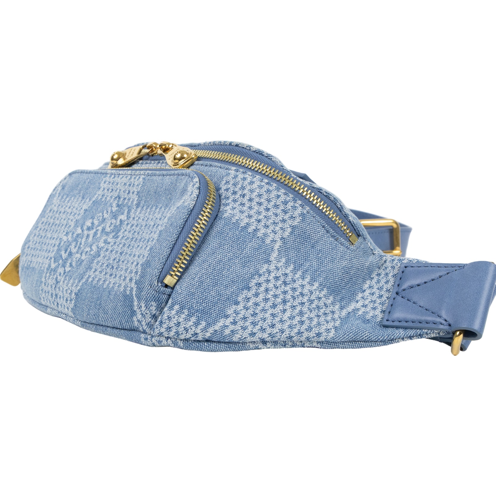 路易威登 LOUIS VUITTON Rush Bumbag 腰包/胸包 Denim 藍色 Damier Denim 3D棉質帆布 仿舊金色金屬配件 N00205 晶片款  原廠盒子/防塵袋