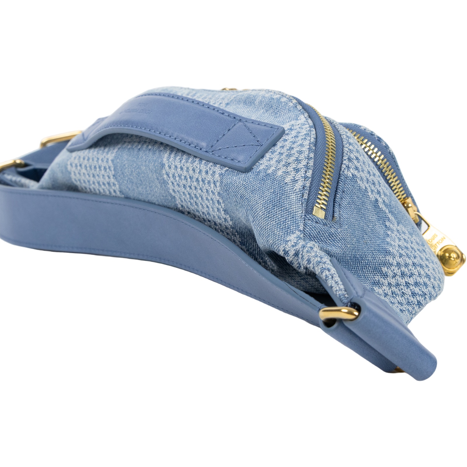 路易威登 LOUIS VUITTON Rush Bumbag 腰包/胸包 Denim 藍色 Damier Denim 3D棉質帆布 仿舊金色金屬配件 N00205 晶片款  原廠盒子/防塵袋