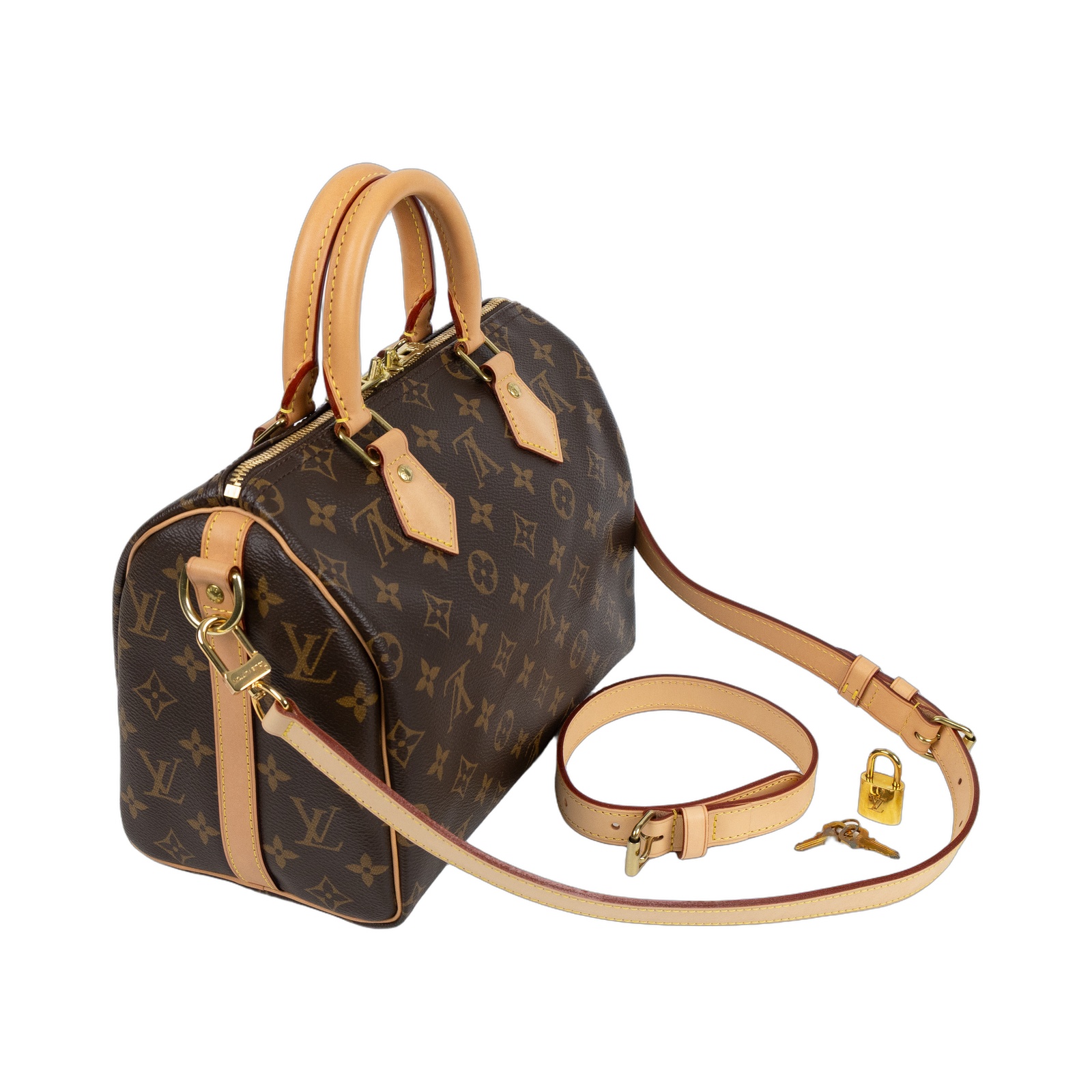 路易威登 LOUIS VUITTON Speedy Bandoulière 25  波士頓包 手提包 經典帆布 M46977  防塵袋/背帶/鎖組