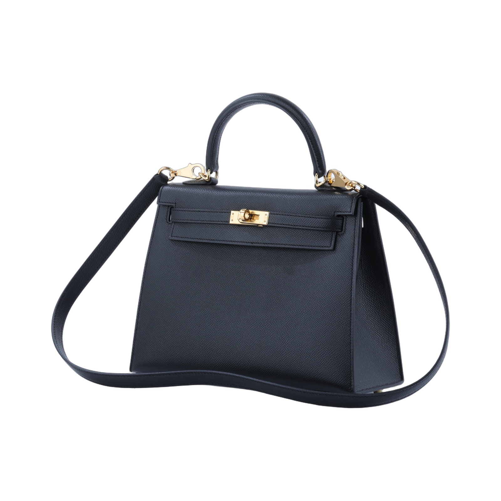 愛馬仕 Hermes Kelly II Sellier 凱莉包 25 黑色 金色五金 H038416CC89 W刻 WTC272UG H038416CC  原廠盒子/防塵袋/購買證明/鎖組/背帶