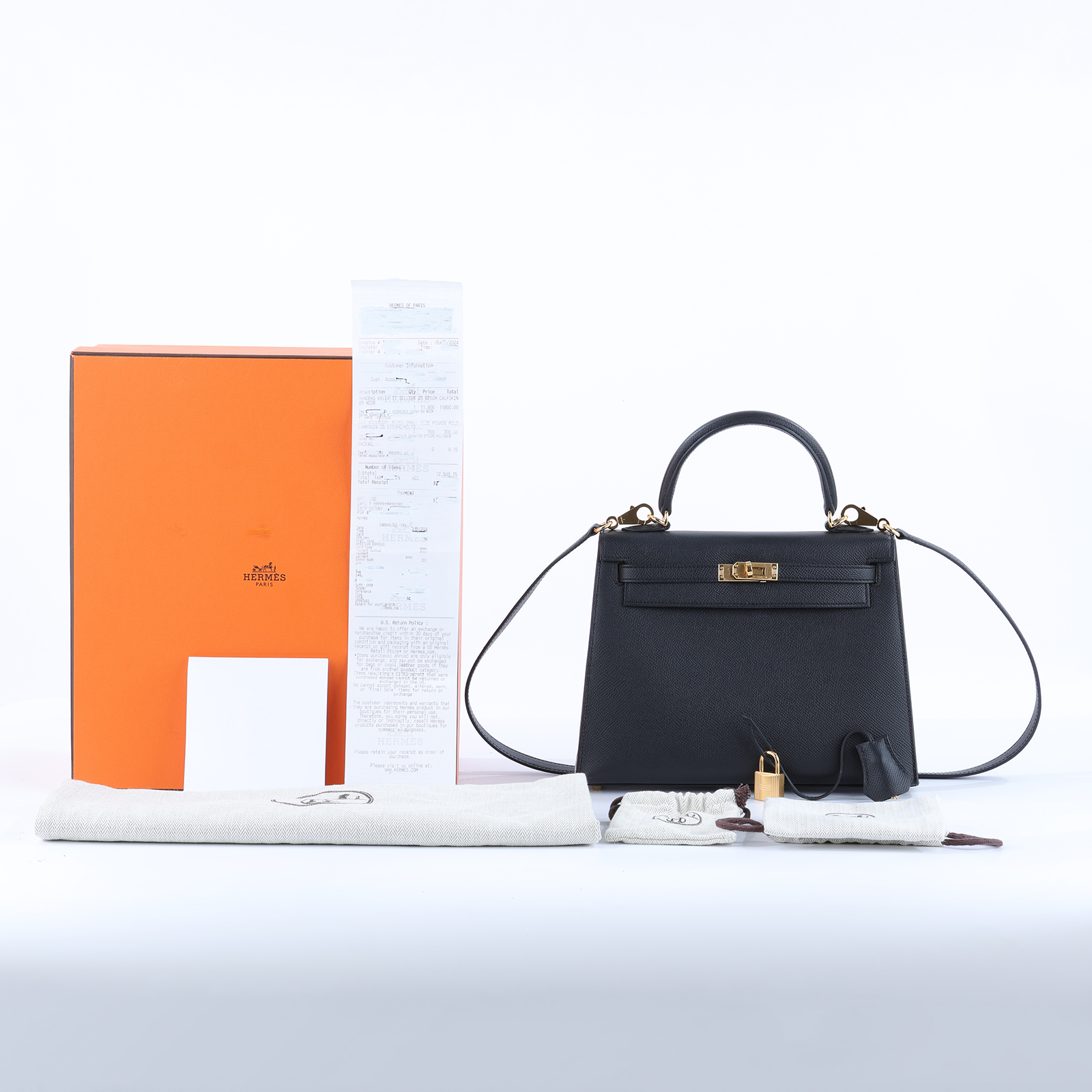 愛馬仕 Hermes Kelly II Sellier 凱莉包 25 黑色 金色五金 H038416CC89 W刻 WTC272UG H038416CC  原廠盒子/防塵袋/購買證明/鎖組/背帶