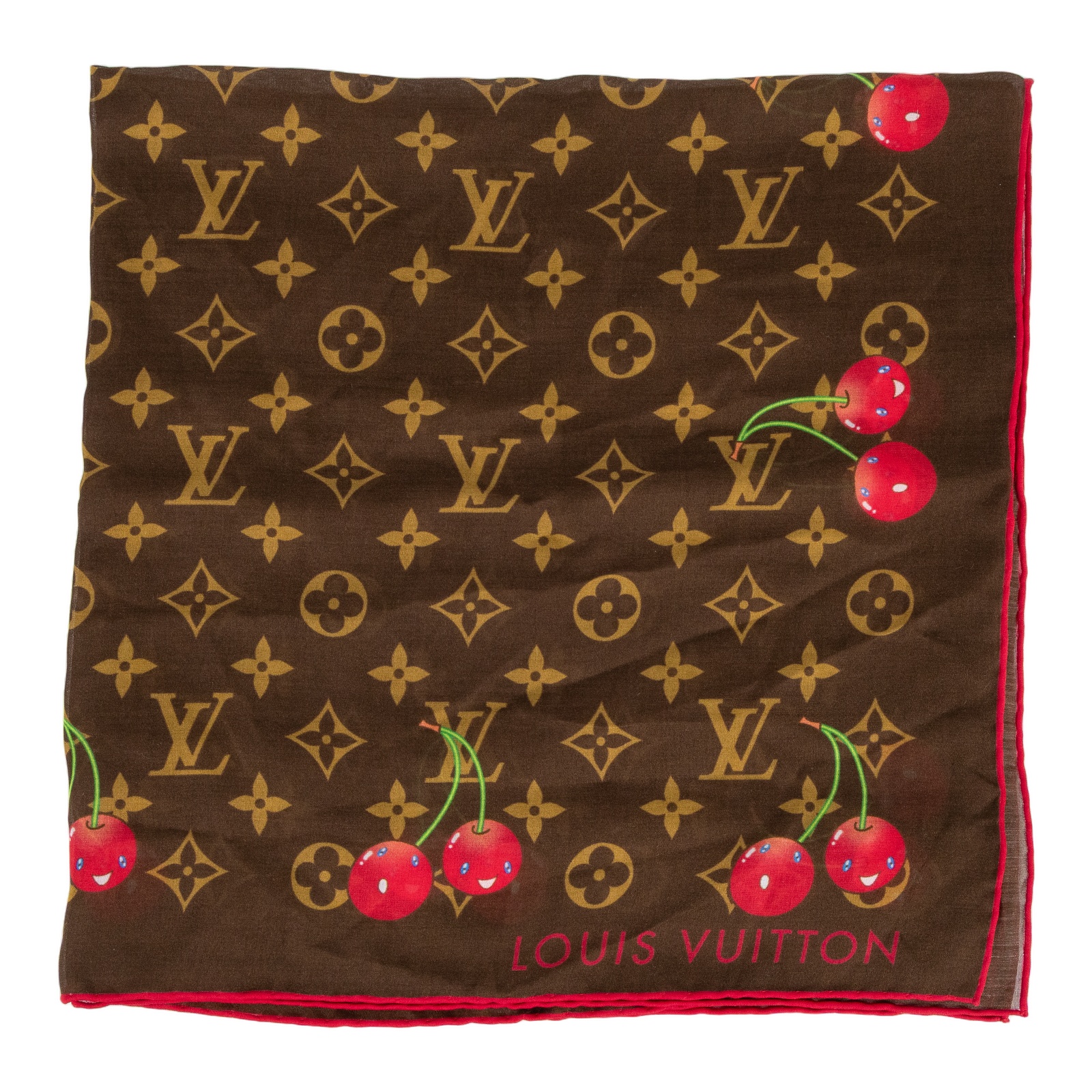 路易威登LOUIS VUITTON LV x TM 村上隆MONOGRAM CERISE 方巾絲巾M96090