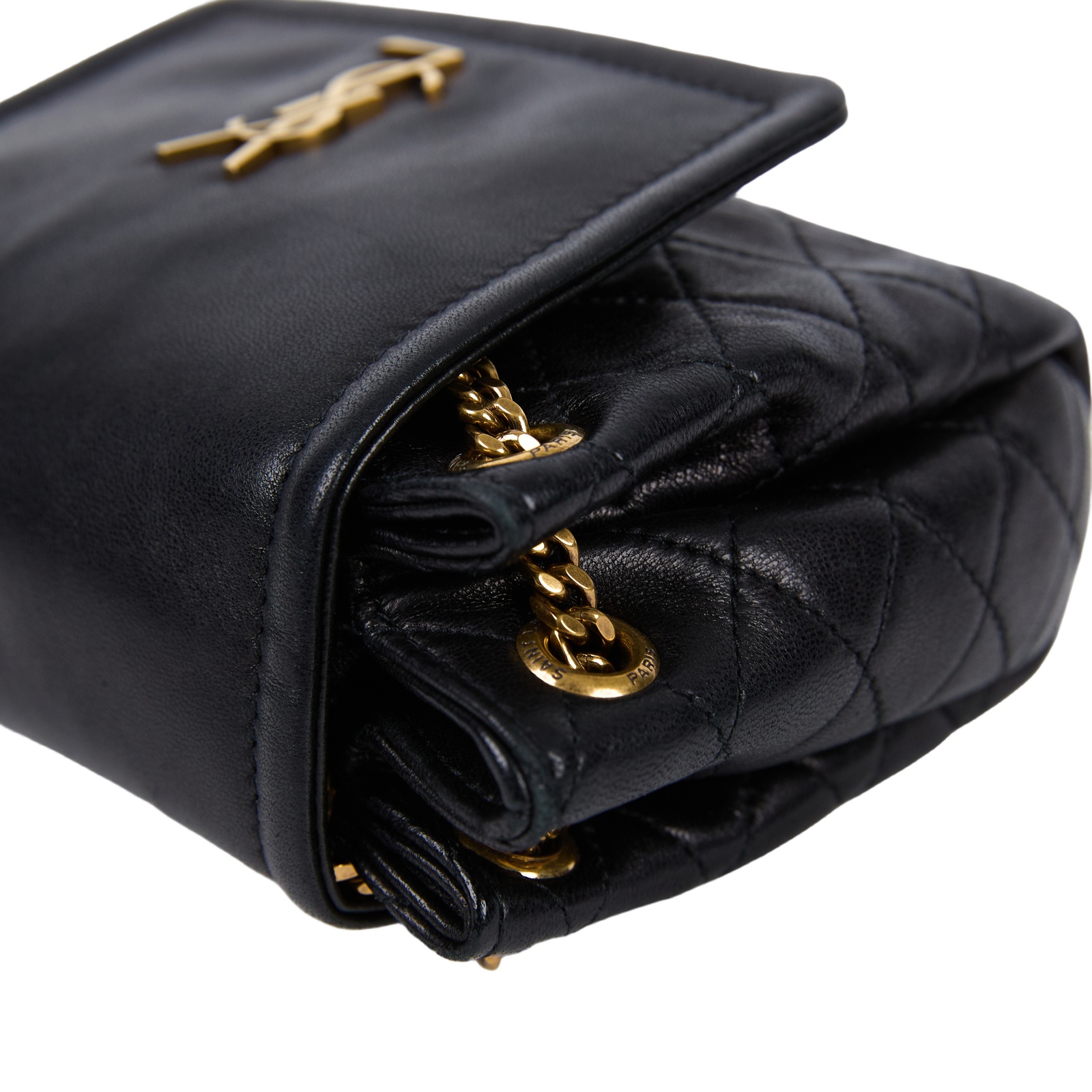 聖羅蘭 YSL SAINT LAURENT Nolia 小羊皮 迷你 手袋 肩背包 金色五金 6727381EL07 黑色Nolita 無附屬品