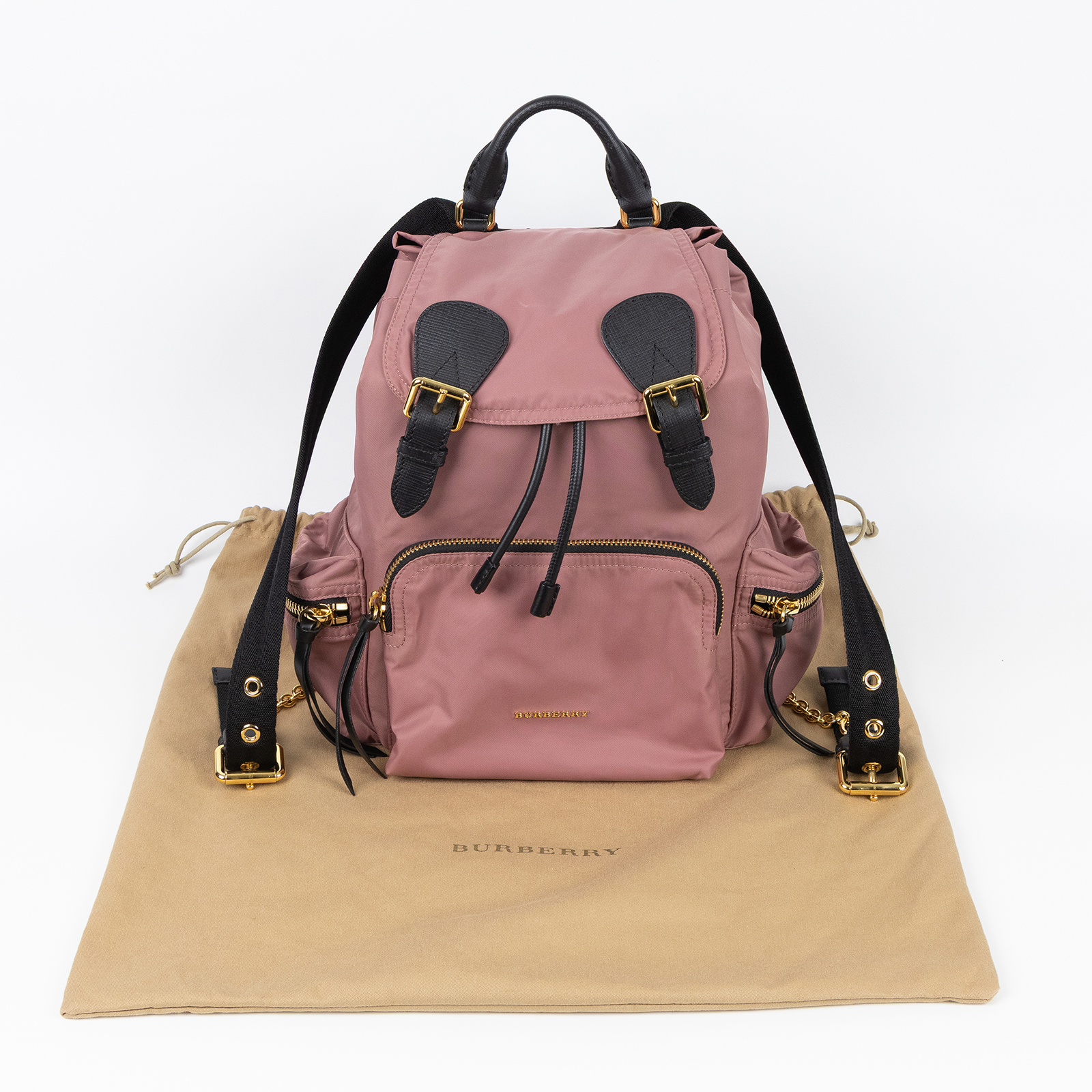 博柏利 BURBERRY The Rucksack 尼龍 後背包 4020959 粉尼龍後背包 防塵袋