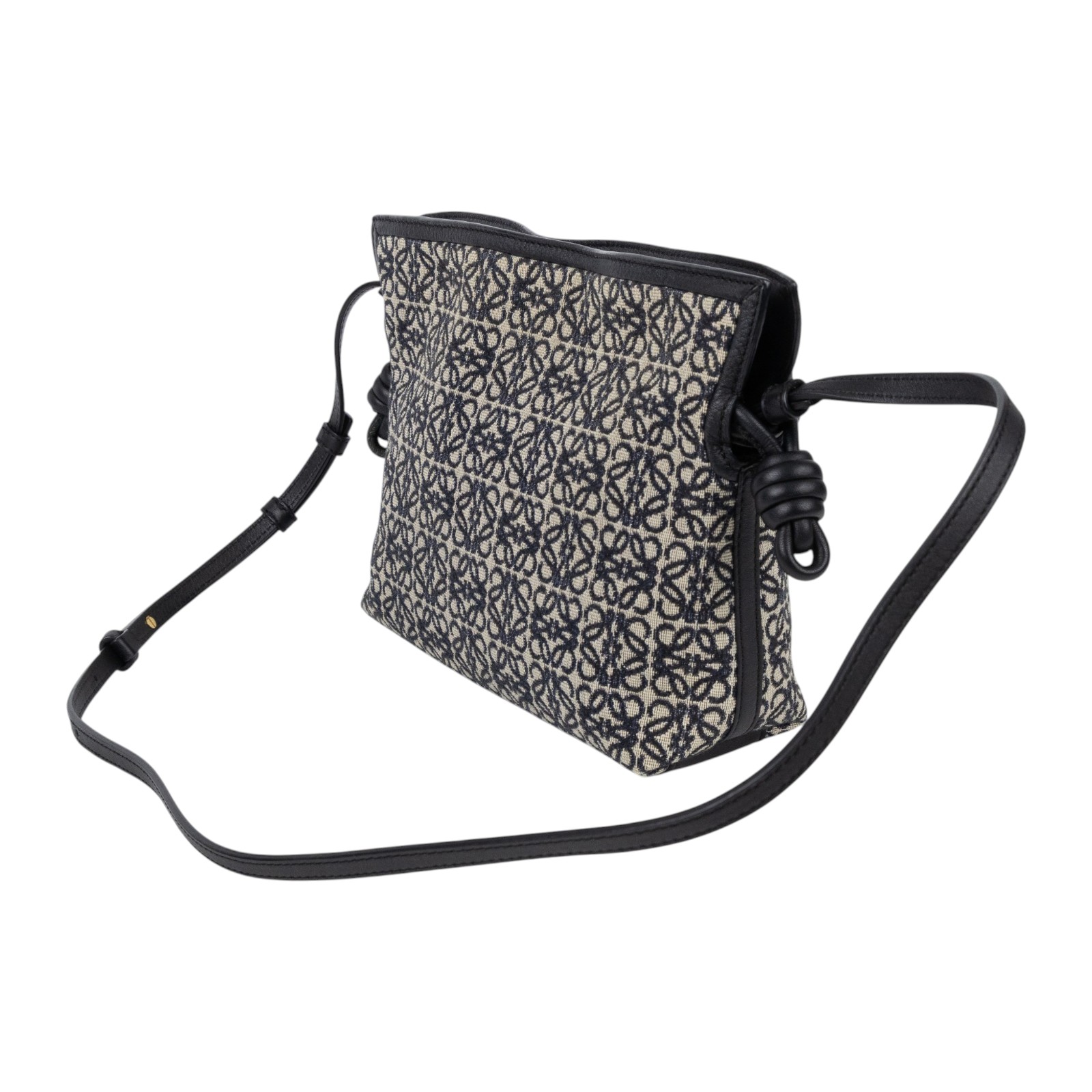 羅意威 LOEWE Mini Flamenco clutch 迷你 肩背包  黑ANAGRAM緹花FLAMENCO MINI 原廠盒子/防塵袋/背帶