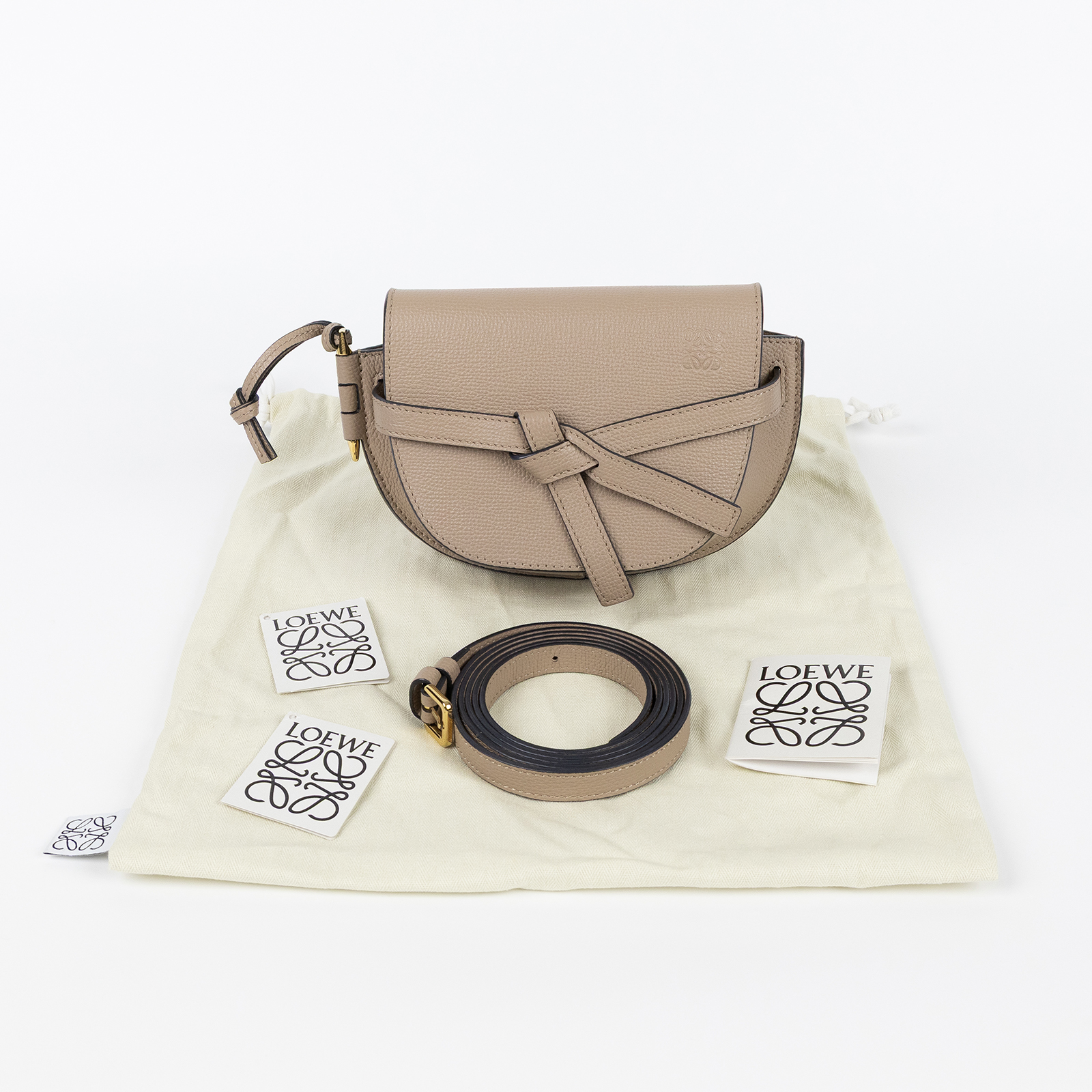 羅意威 LOEWE Mini Gate Dual bag 迷你 小牛皮 肩背包 A650N46X02 沙色GATE MINI 防塵袋/背帶