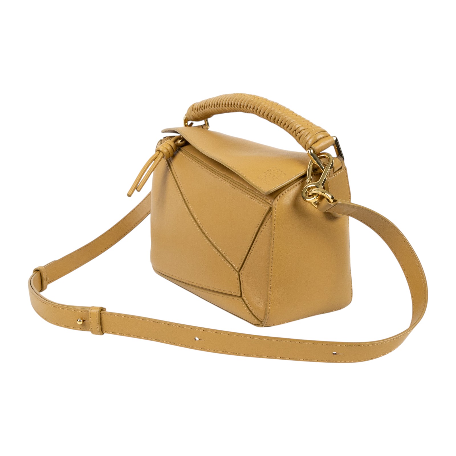 羅意威 LOEWE Small Puzzle bag 斜背包 A510S21XAE 淺黃編織提把PUZZLE SMALL 防塵袋/背帶