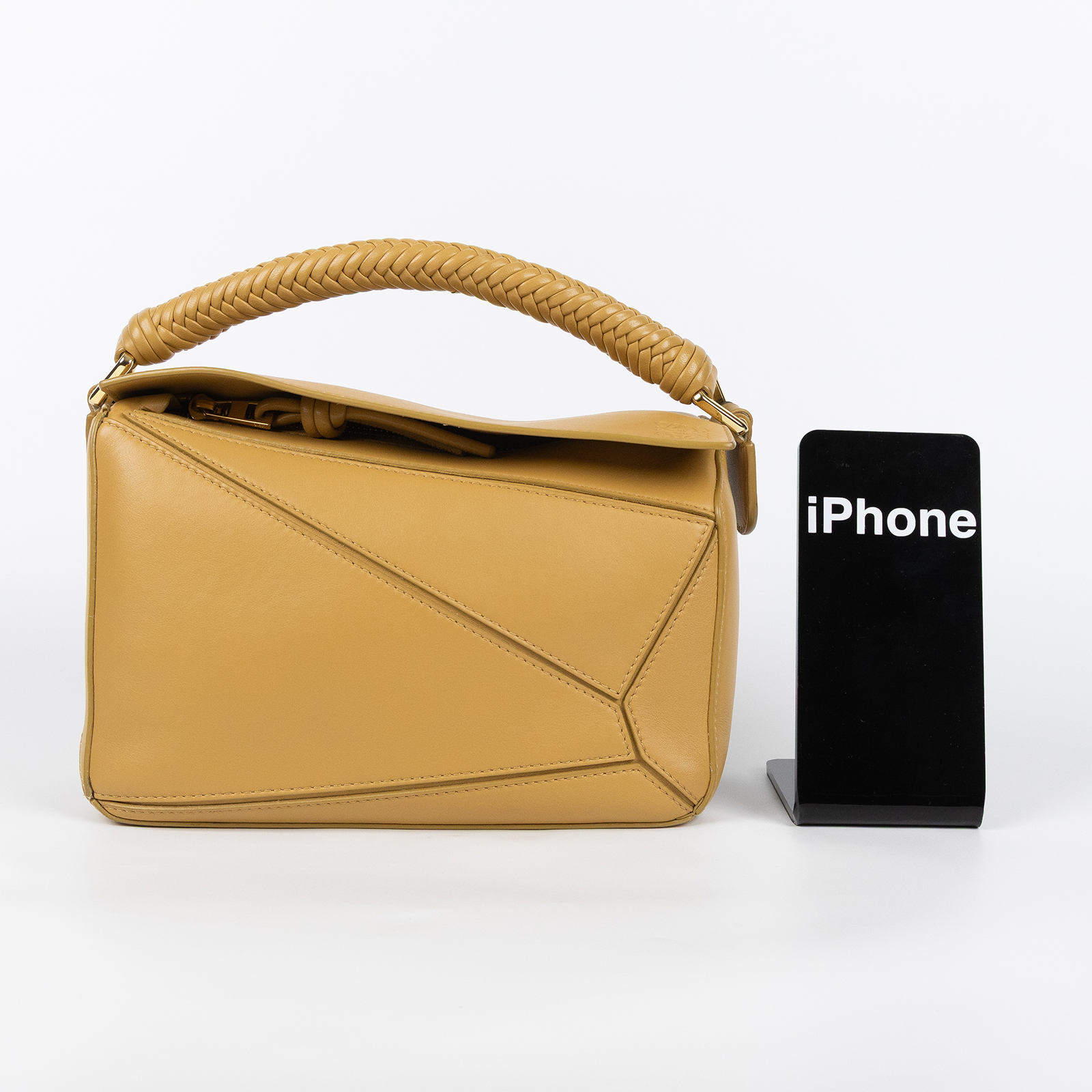 羅意威 LOEWE Small Puzzle bag 斜背包 A510S21XAE 淺黃編織提把PUZZLE SMALL 防塵袋/背帶