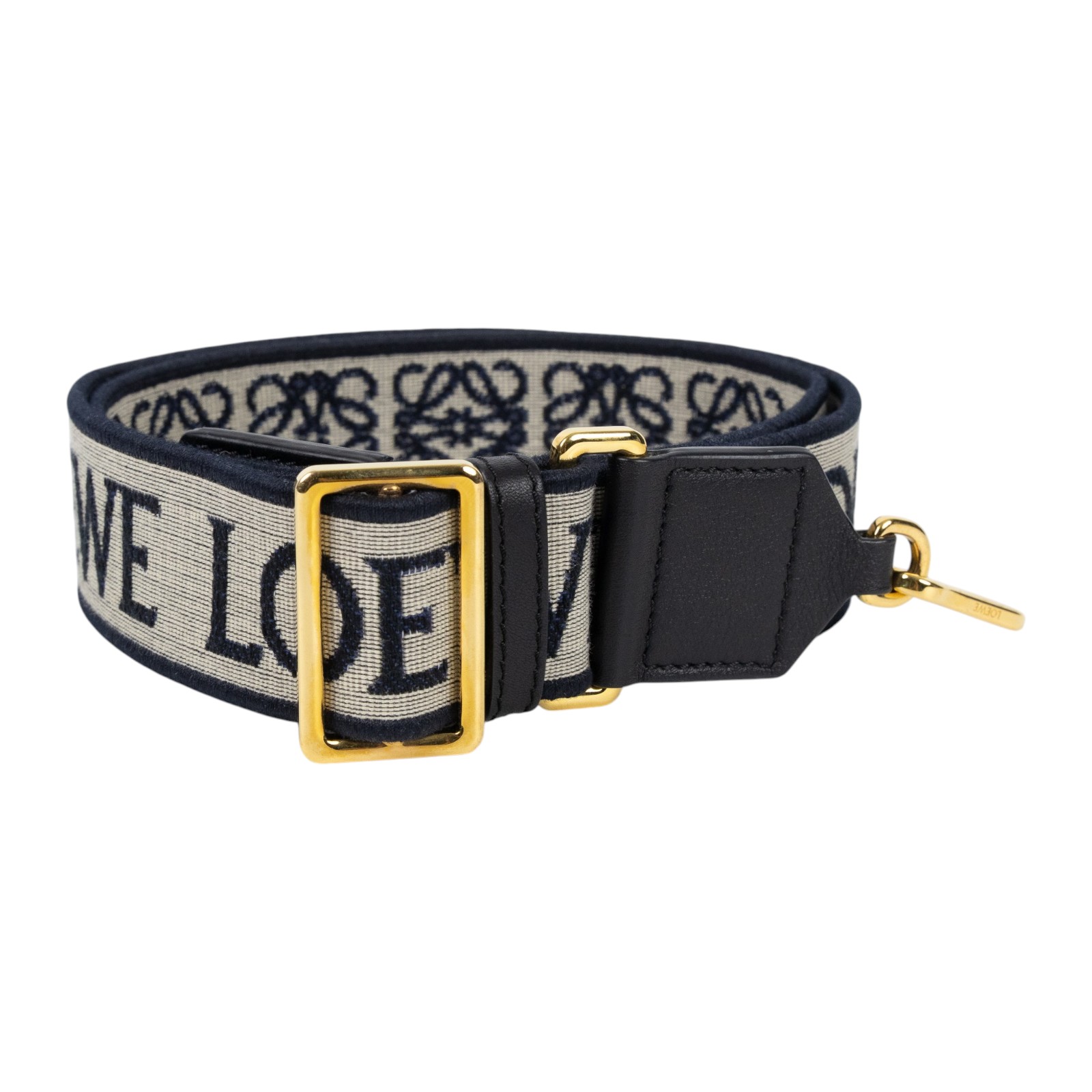 羅意威 LOEWE 緹花織 小牛皮 Anagram 肩帶 背帶 C073T87X01 黑帆布Anagram背帶 防塵袋