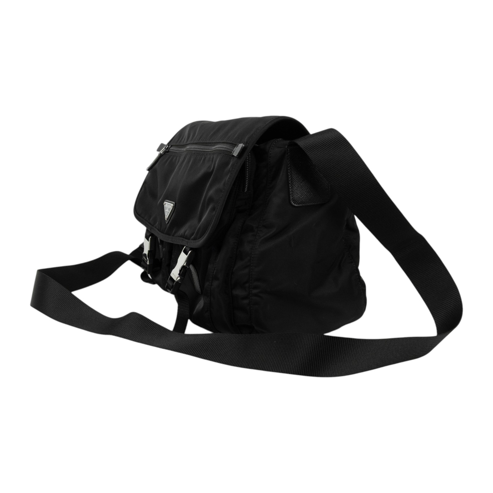 普拉達 PRADA Tessuto Nylon 郵差包 肩背包 斜背包 1BD738_V44 黑尼龍郵差包 無附屬品