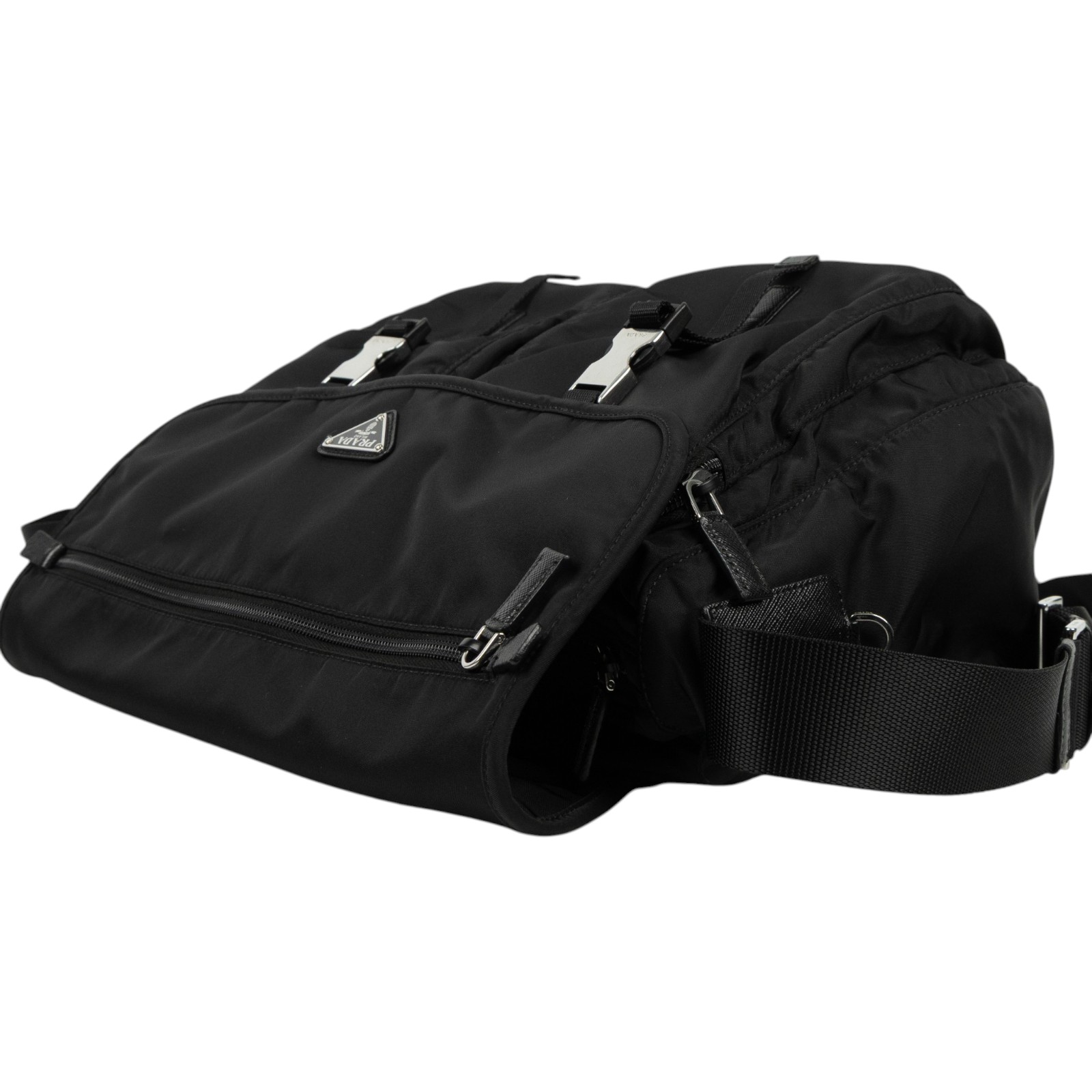 普拉達 PRADA Tessuto Nylon 郵差包 肩背包 斜背包 1BD738_V44 黑尼龍郵差包 無附屬品