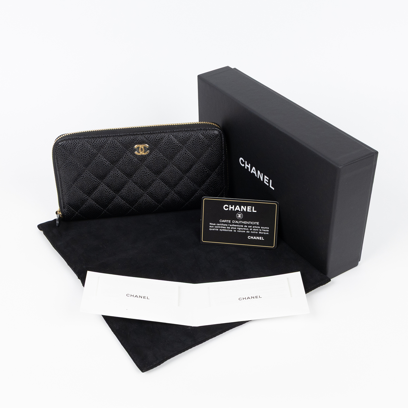香奈兒 CHANEL 錢包 CC LOGO 拉鍊長夾 A50097 26開 黑荔枝長夾 原廠盒子/防塵袋/保證卡