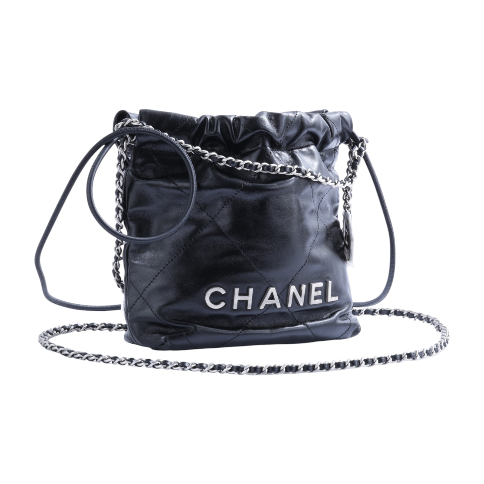 香奈兒 CHANEL 22 迷你 束口包 AS3980 晶片款 黑銀22包 MINI 無附屬品