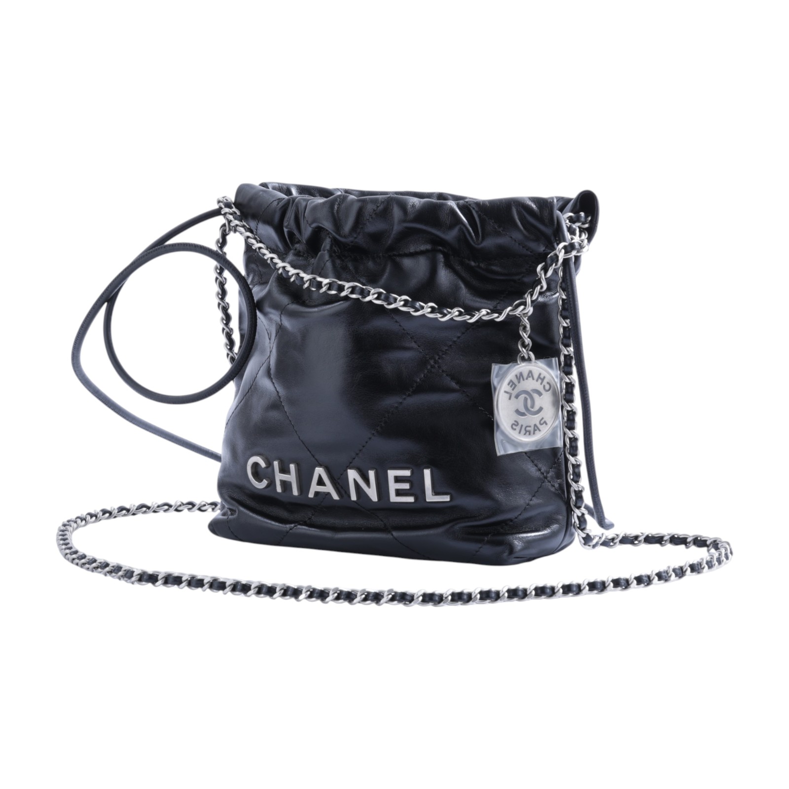 香奈兒 CHANEL 22 迷你 束口包 AS3980 晶片款 黑銀22包 MINI 無附屬品