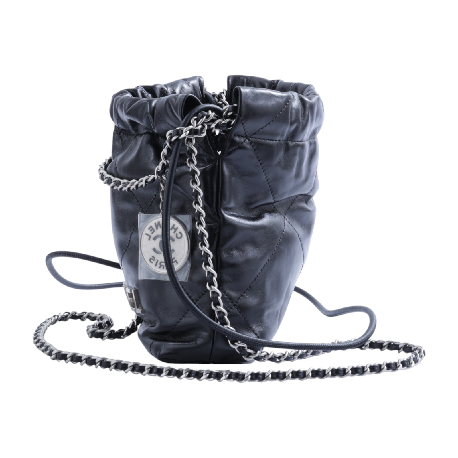 香奈兒 CHANEL 22 迷你 束口包 AS3980 晶片款 黑銀22包 MINI 無附屬品