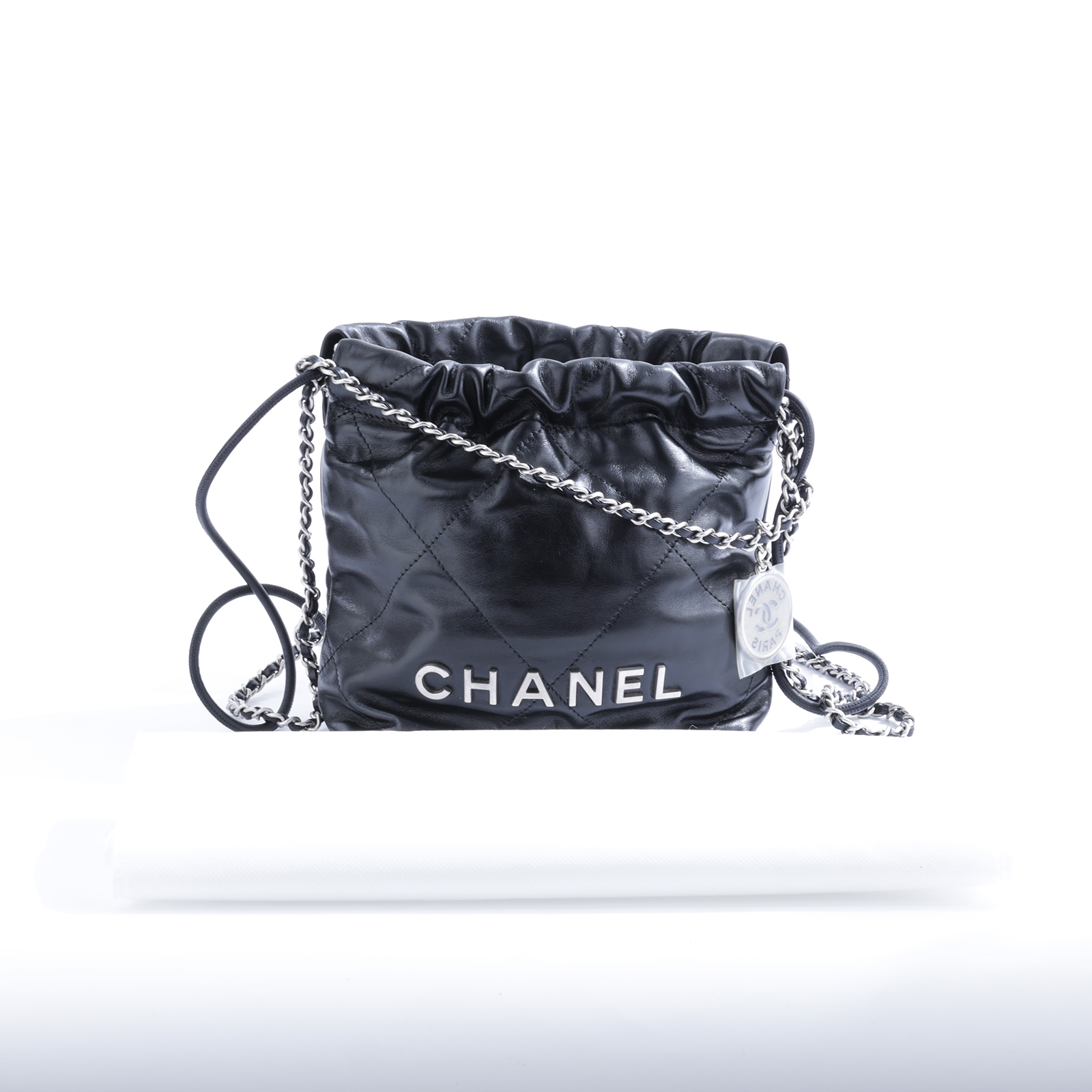 香奈兒 CHANEL 22 迷你 束口包 AS3980 晶片款 黑銀22包 MINI 無附屬品