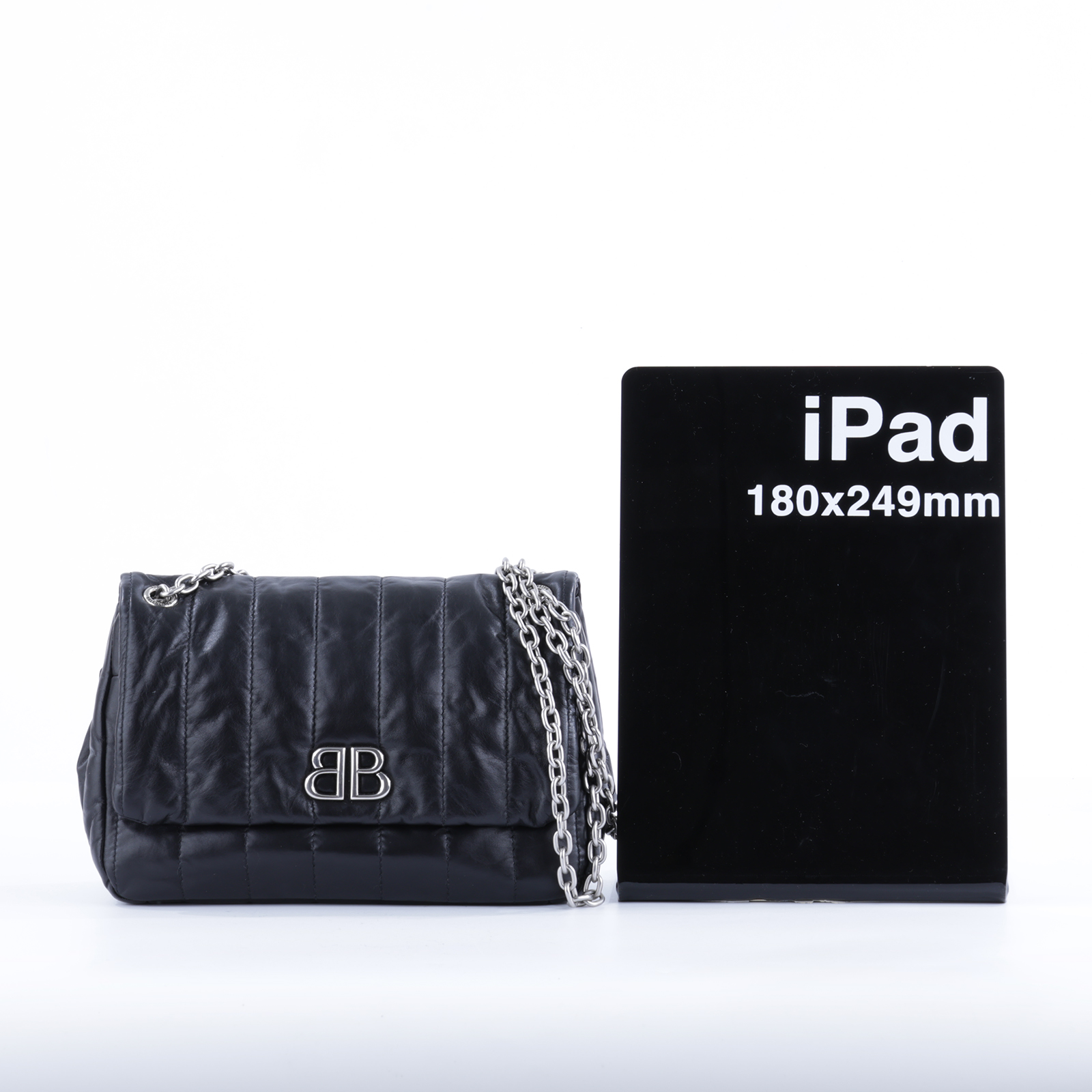 巴黎世家 BALENCIAGA Monaco Mini 摺疊 鍊帶包 7816722AASE 黑銀MONACO翻蓋鍊包 防塵袋