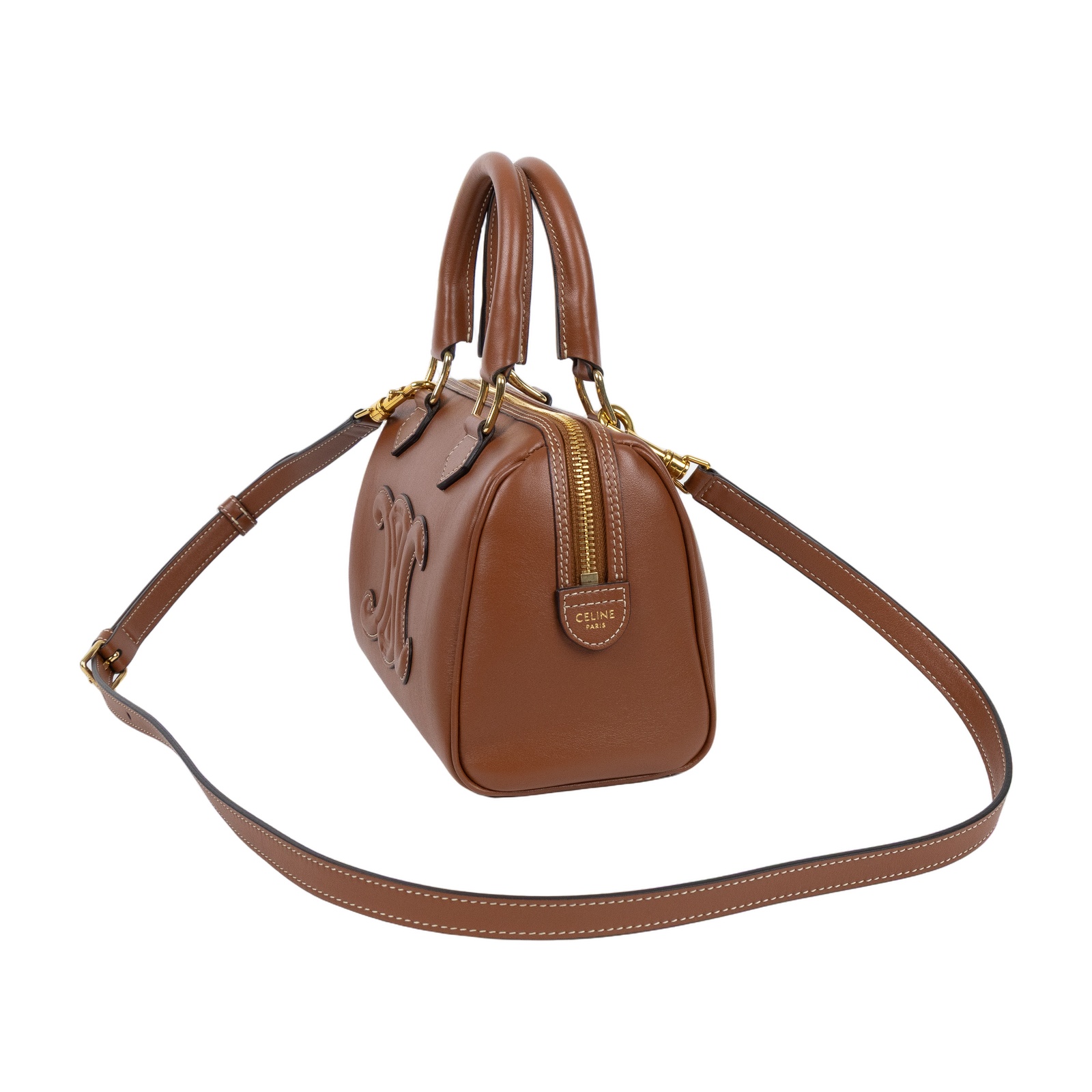 思琳 CELINE Triomphe 手提 斜背 波士頓包 197583DU3 凱旋波士頓CUIR TRIOMPHE 防塵袋/購買證明