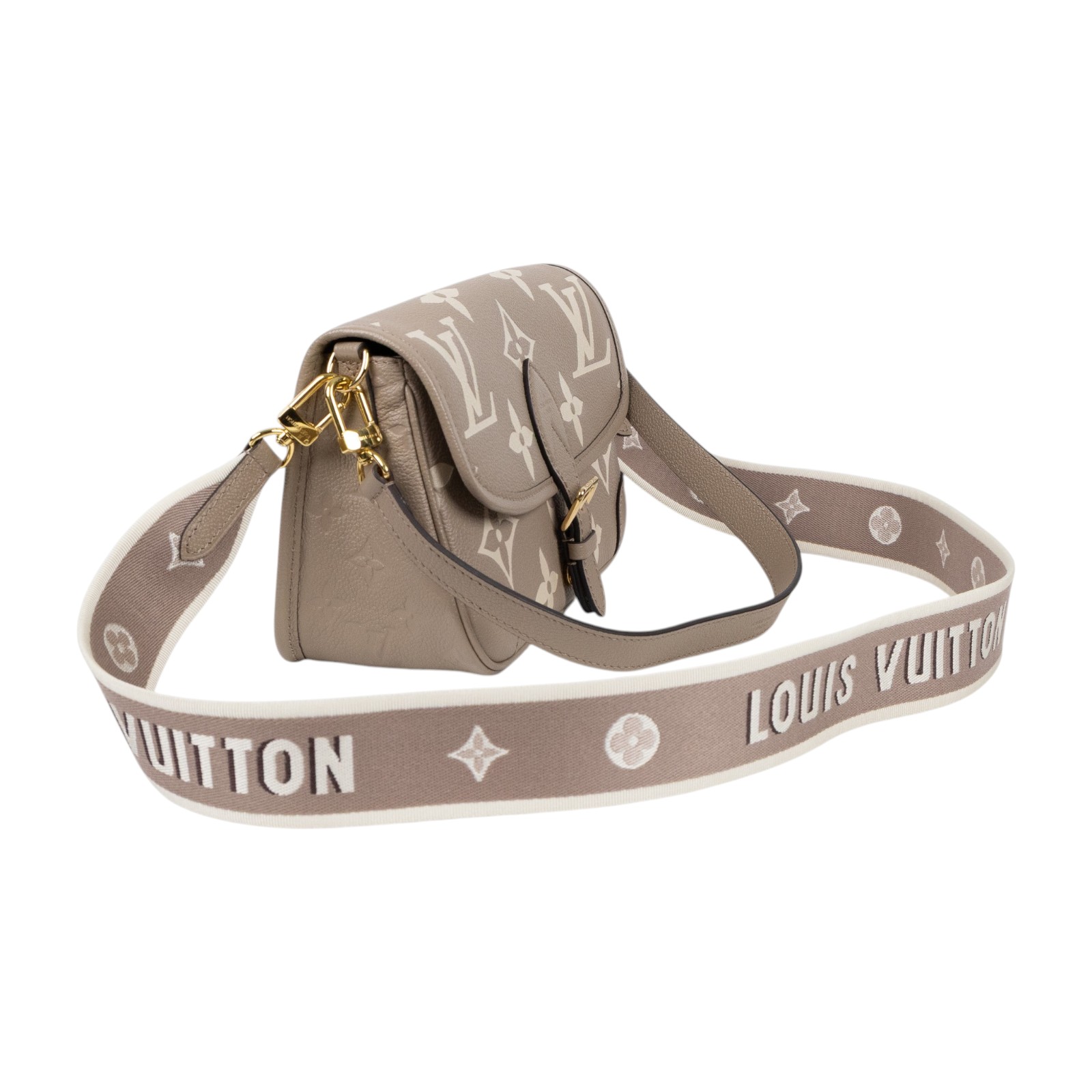 路易威登 LOUIS VUITTON Diane 腋下包法棍 單肩背包 斑鳩灰 奶油色 M46583 晶片款  原廠盒子/防塵袋/購買證明/背帶2