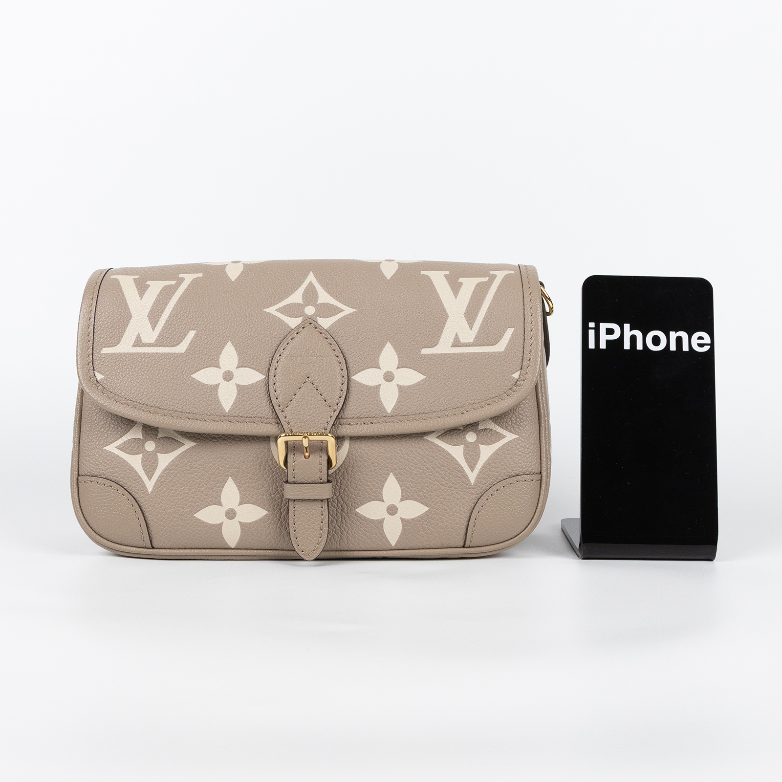 路易威登 LOUIS VUITTON Diane 腋下包法棍 單肩背包 斑鳩灰 奶油色 M46583 晶片款  原廠盒子/防塵袋/購買證明/背帶2