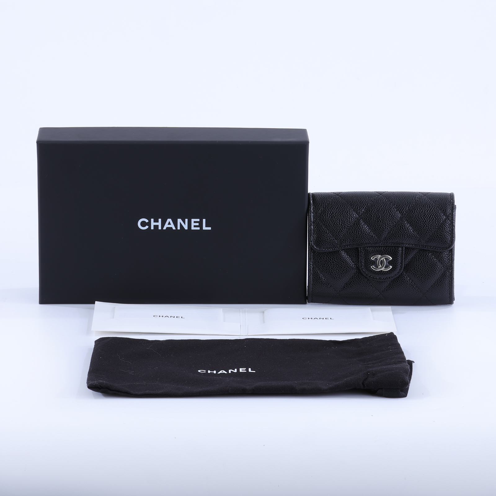 香奈兒 CHANEL 錢包 零錢包 卡夾 AP0220 黑荔枝寬版卡包 原廠盒子/防塵袋
