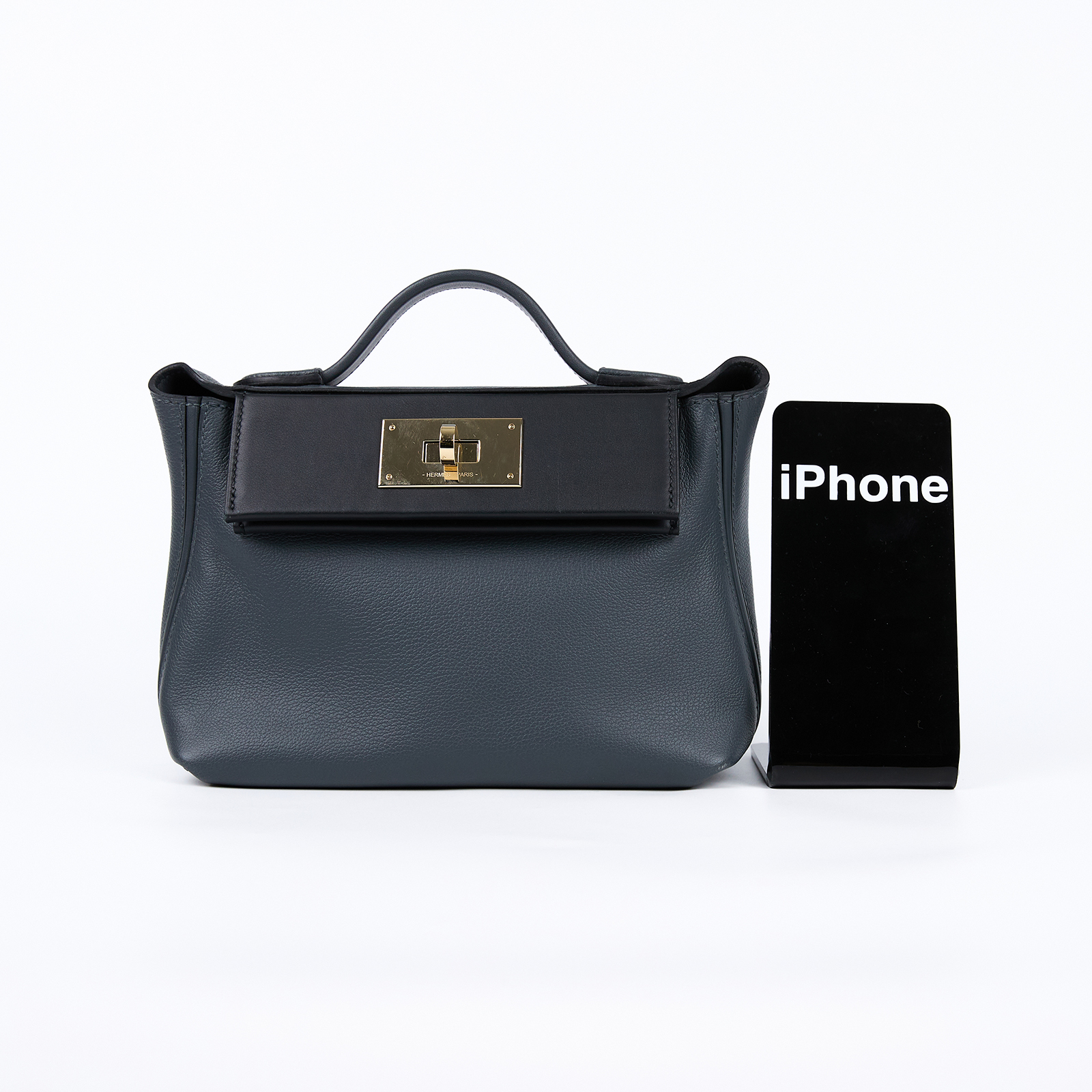愛馬仕 Hermes 24/24 21 手提包 金色五金 霧霾灰色 黑色 H085157CPAF /WIT571CK  原廠盒子/防塵袋/購買證明正本/雨衣/背帶