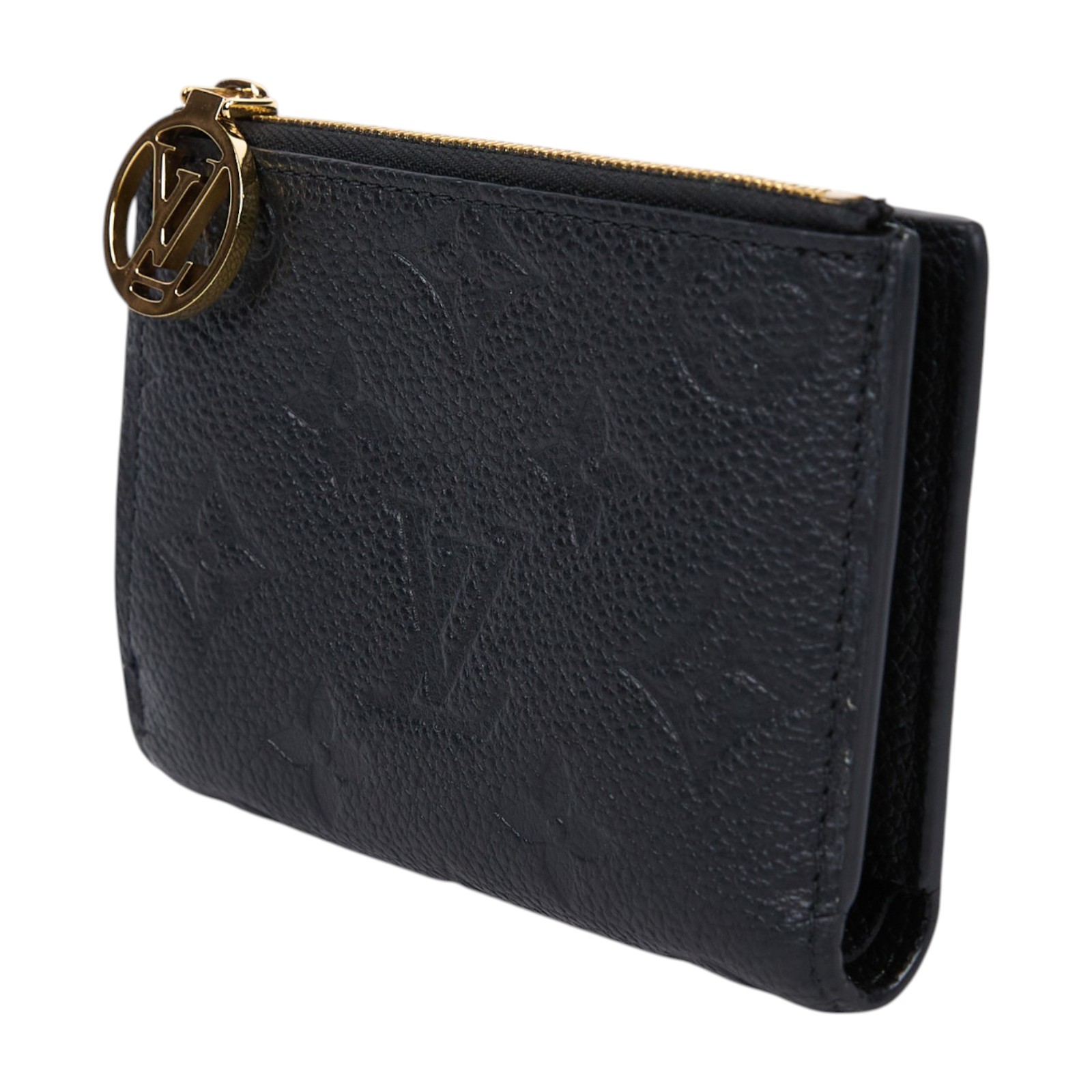 路易威登 LOUIS VUITTON Lisa 錢包 零錢夾 黑色 M83365 晶片款 黑壓紋金釦Lisa對折短夾 原廠盒子/防塵袋
