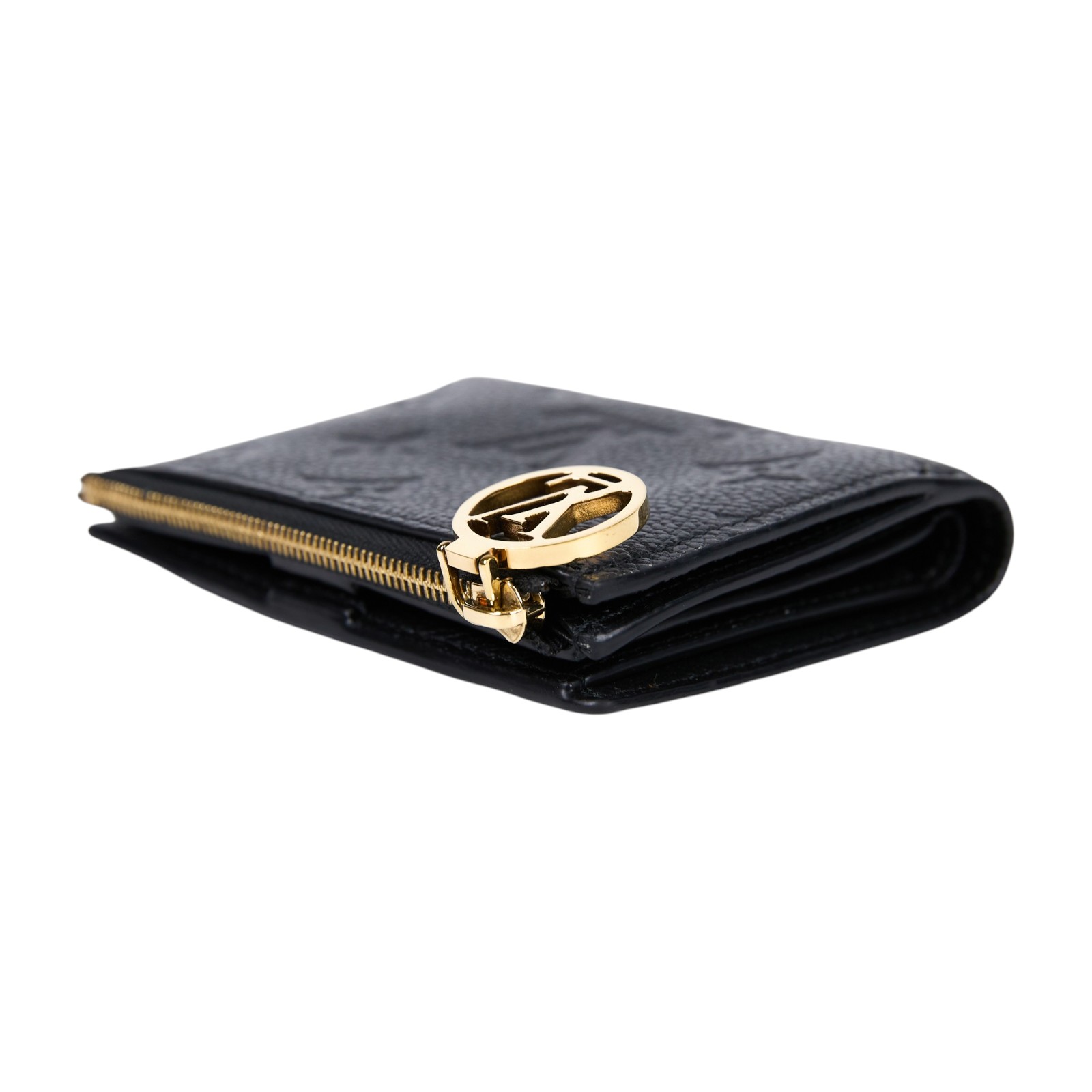 路易威登 LOUIS VUITTON Lisa 錢包 零錢夾 黑色 M83365 晶片款 黑壓紋金釦Lisa對折短夾 原廠盒子/防塵袋