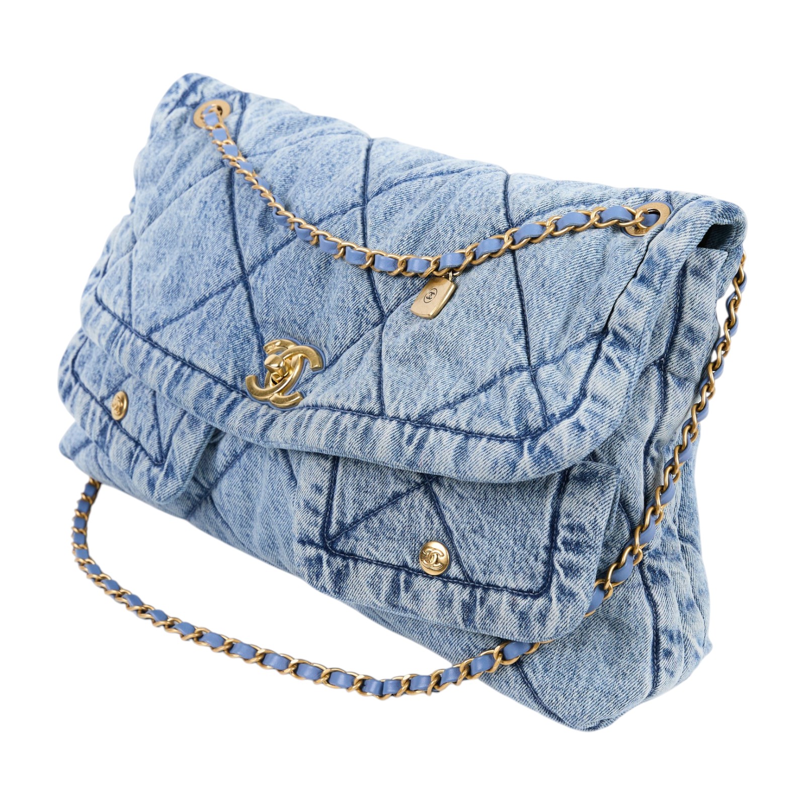香奈兒 CHANEL 2025/26 秋冬系列 大型口蓋包 AS5727 B22143 淺丹寧大型HOBO 無附屬品