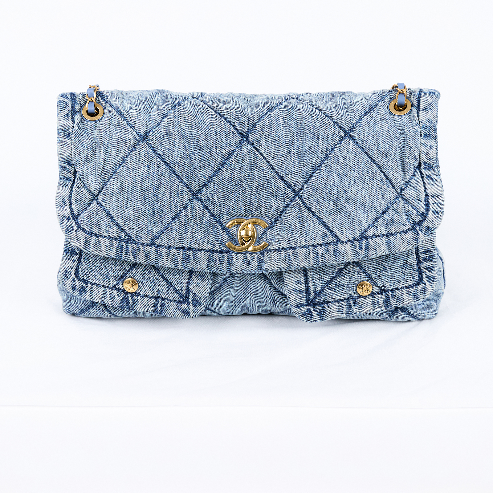 香奈兒 CHANEL 2025/26 秋冬系列 大型口蓋包 AS5727 B22143 淺丹寧大型HOBO 無附屬品