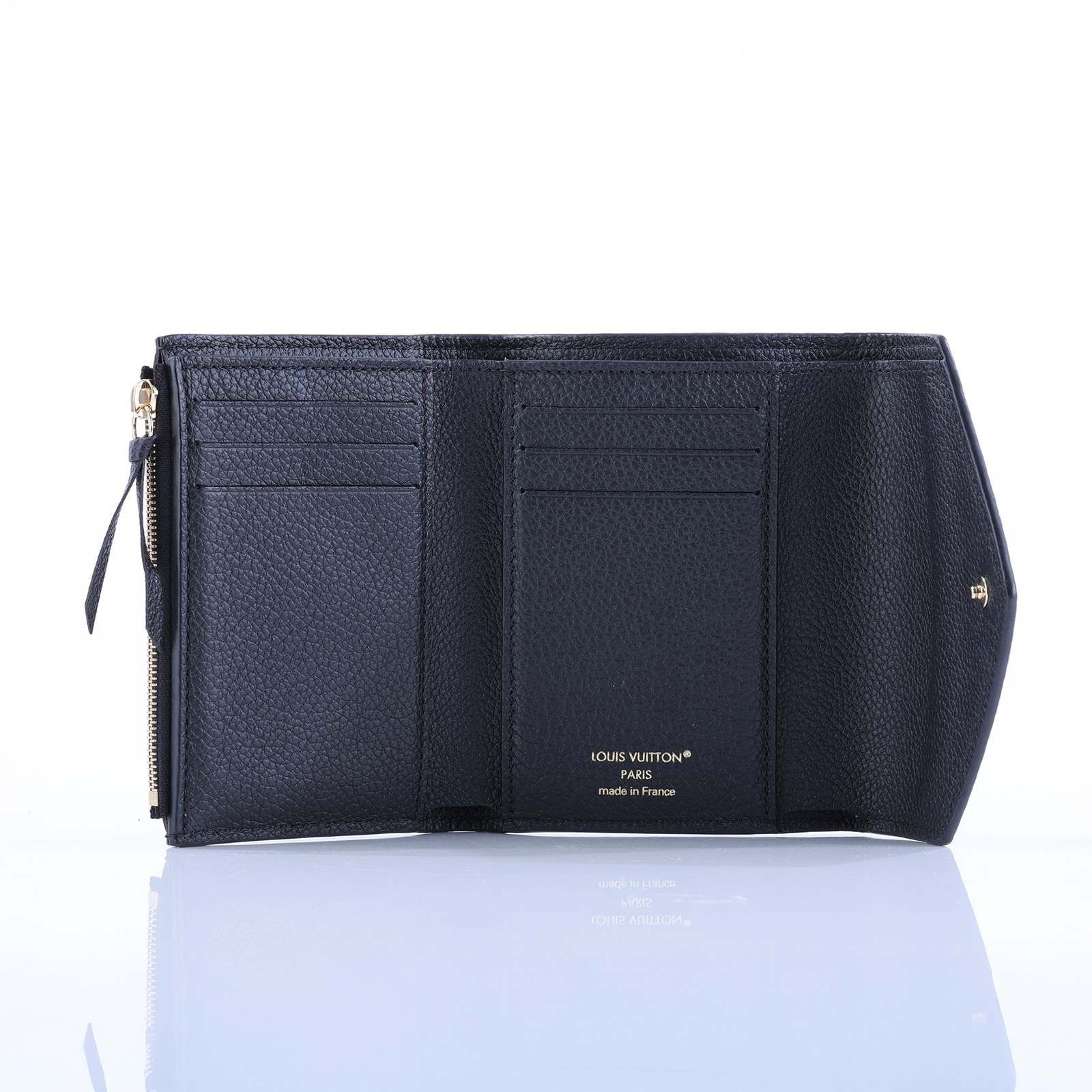 路易威登 LOUIS VUITTON Victorine 錢包 壓花牛皮 M64060 晶片款 黑原花壓紋VICTORINE三折短夾 原廠盒子/防塵袋