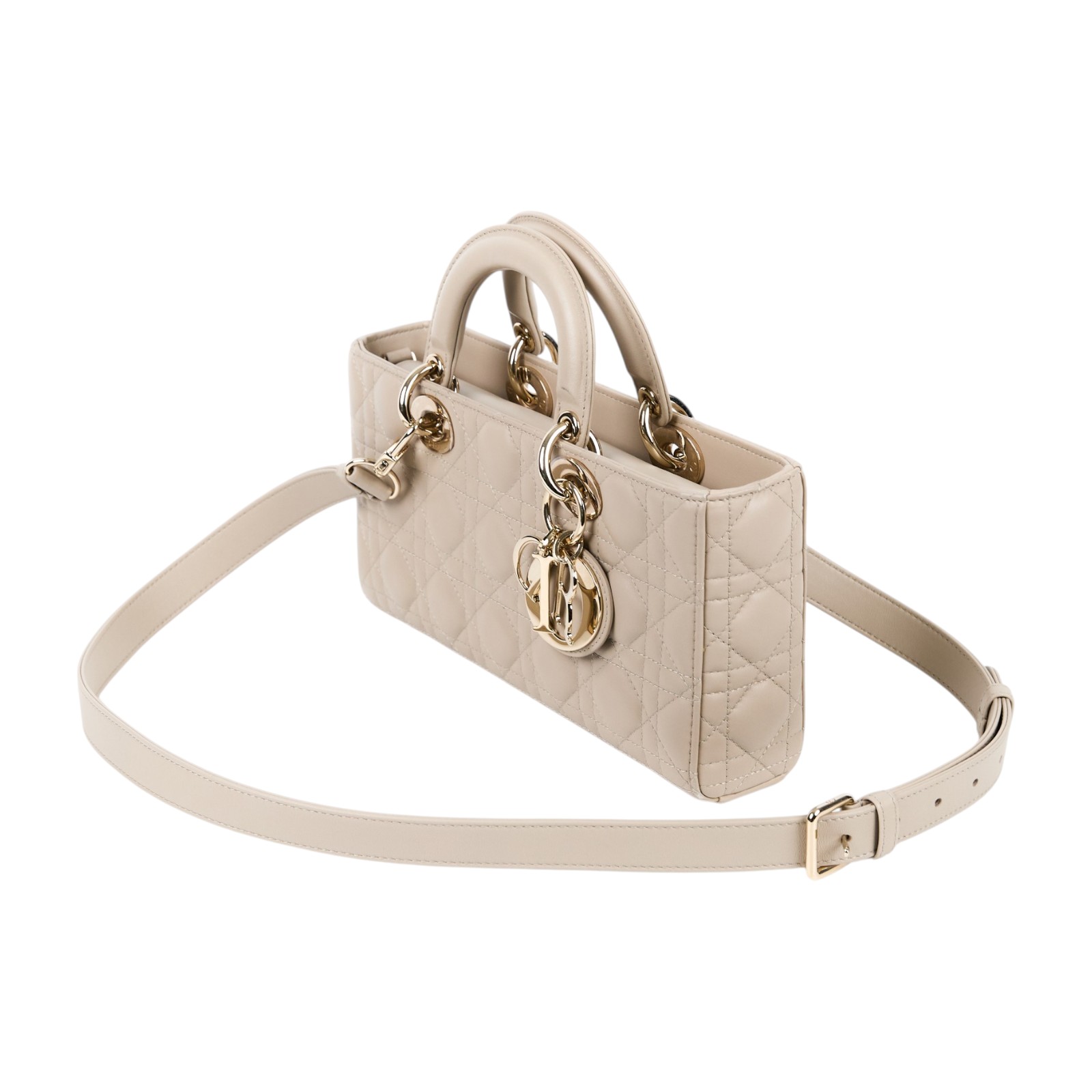 迪奧 CHRISTIAN DIOR Lady D-Joy 中型包 M0540ONGE 奶茶色中 Lady D-Joy 背帶/購買證明正本