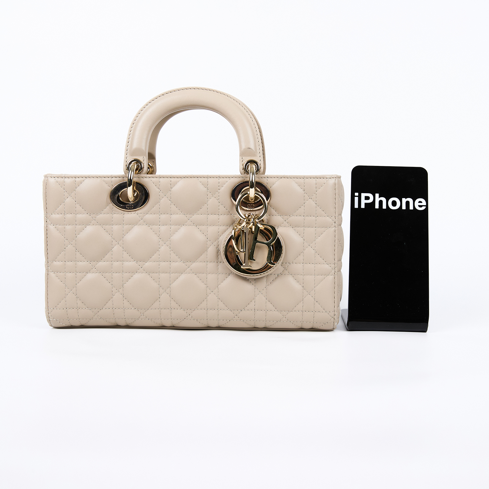 迪奧 CHRISTIAN DIOR Lady D-Joy 中型包 M0540ONGE 奶茶色中 Lady D-Joy 背帶/購買證明正本