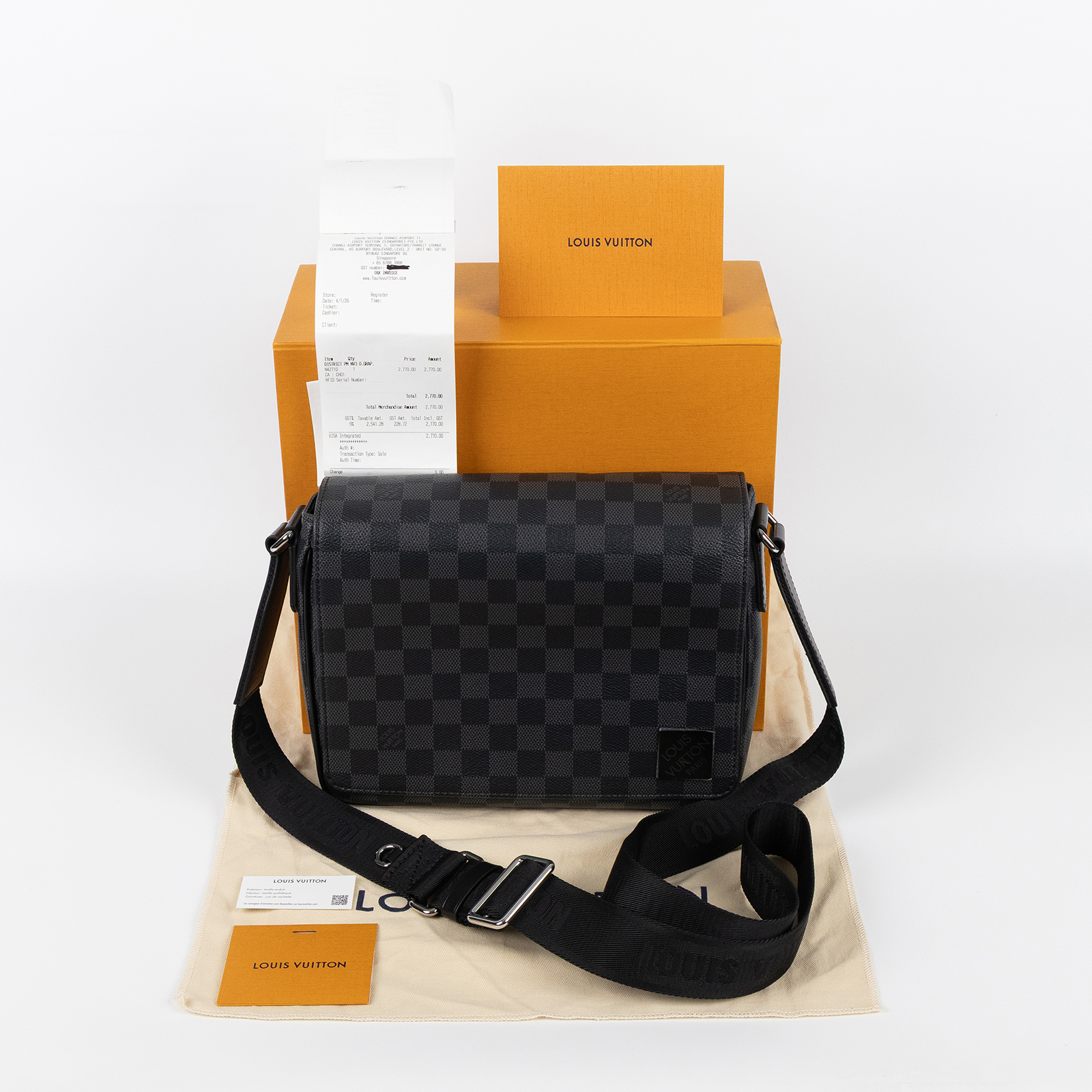 路易威登 LOUIS VUITTON District PM 斜背包 小號 N42710 晶片款 黑棋盤格District PM 原廠盒子/防塵袋/購買證明正本