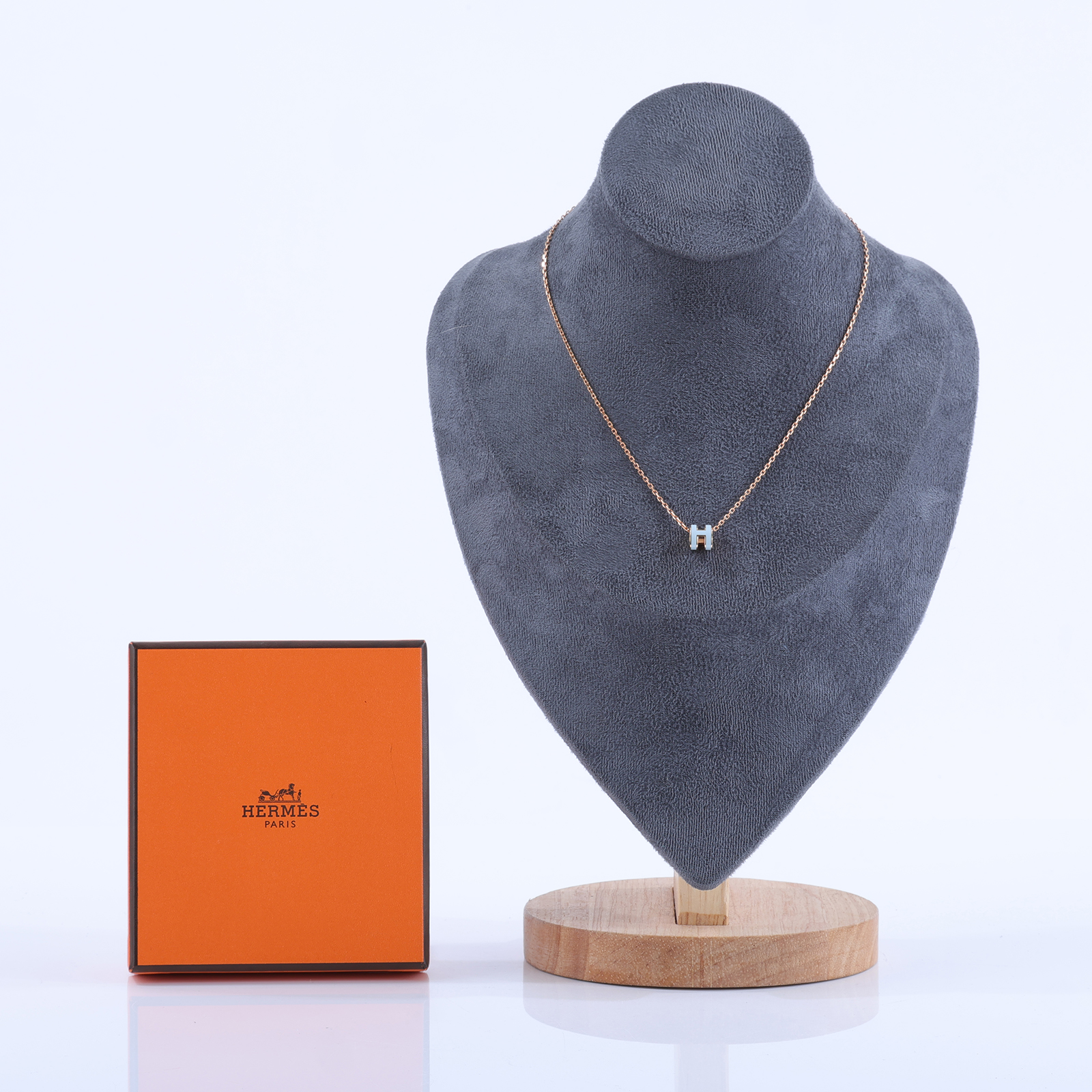 愛馬仕 Hermes Mini Pop H 墜飾 POPHPMINI 147992FO 微風藍MINI POP H項鍊 原廠盒子/內襯
