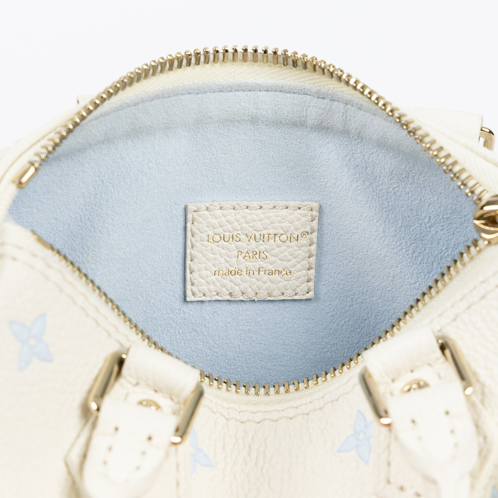 路易威登 LOUIS VUITTON Nano Speedy 波士頓包 斜背包 M27702 晶片款 白底藍字SPEEDY NANO 防塵袋/背帶
