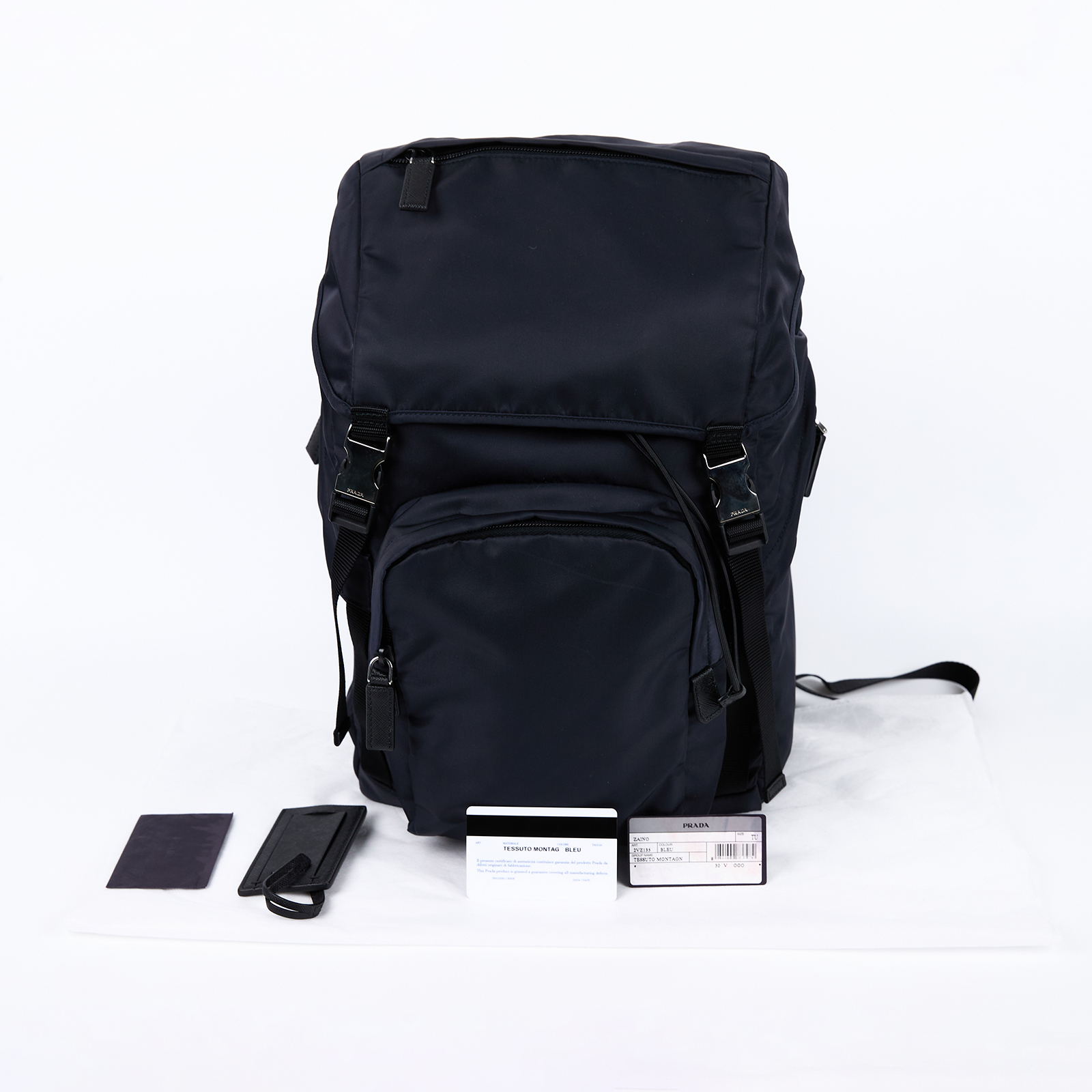 普拉達 PRADA Re-Nylon 皮革背囊 後背包 2VZ135_973 深藍尼龍後背包 保證卡/吊牌