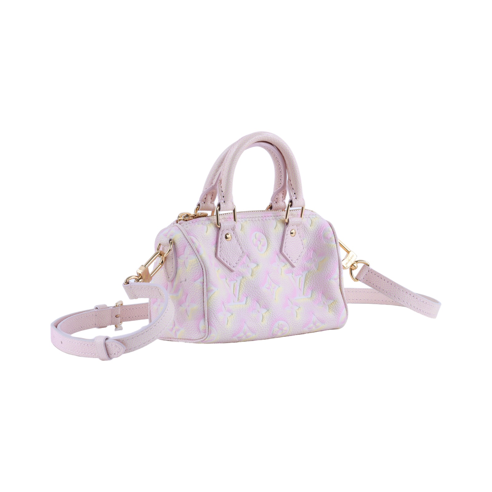 路易威登 LOUIS VUITTON Nano Speedy 粉色 手提 肩背包 M81508 晶片款  原廠盒子/防塵袋/背帶