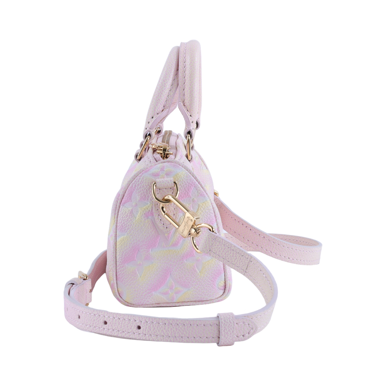 路易威登 LOUIS VUITTON Nano Speedy 粉色 手提 肩背包 M81508 晶片款  原廠盒子/防塵袋/背帶