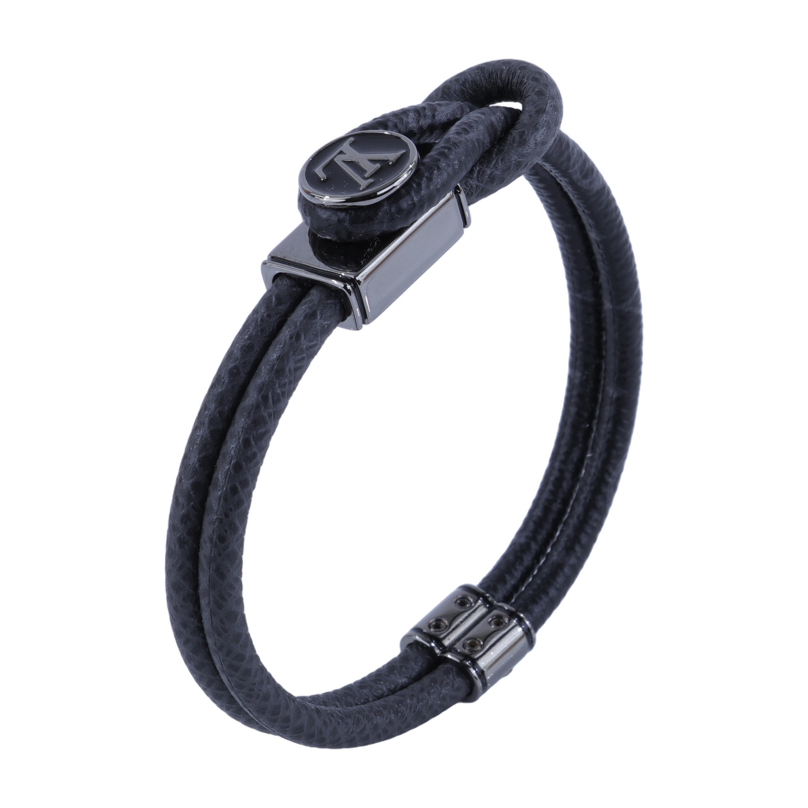 路易威登 LOUIS VUITTON Loop It 手環 Monogram Eclipse 帆布 銀色金屬配件 M6780E  原廠盒子/防塵袋