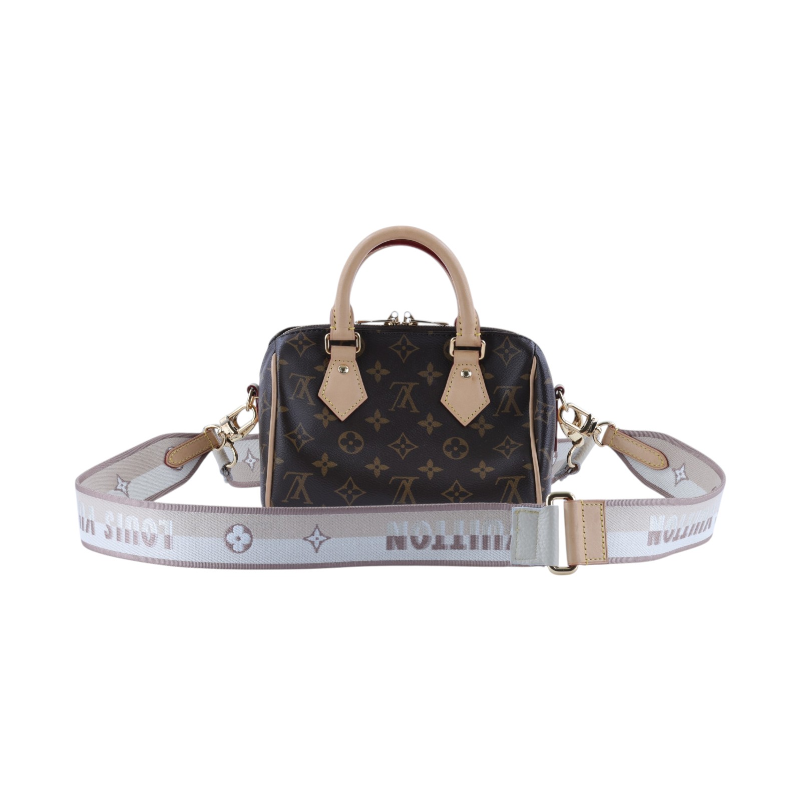 路易威登 LOUIS VUITTON Speedy Bandoulière 20 米色 帆布 手提 斜背 波士頓包 M46222 晶片款  防塵袋/背帶2/鎖組