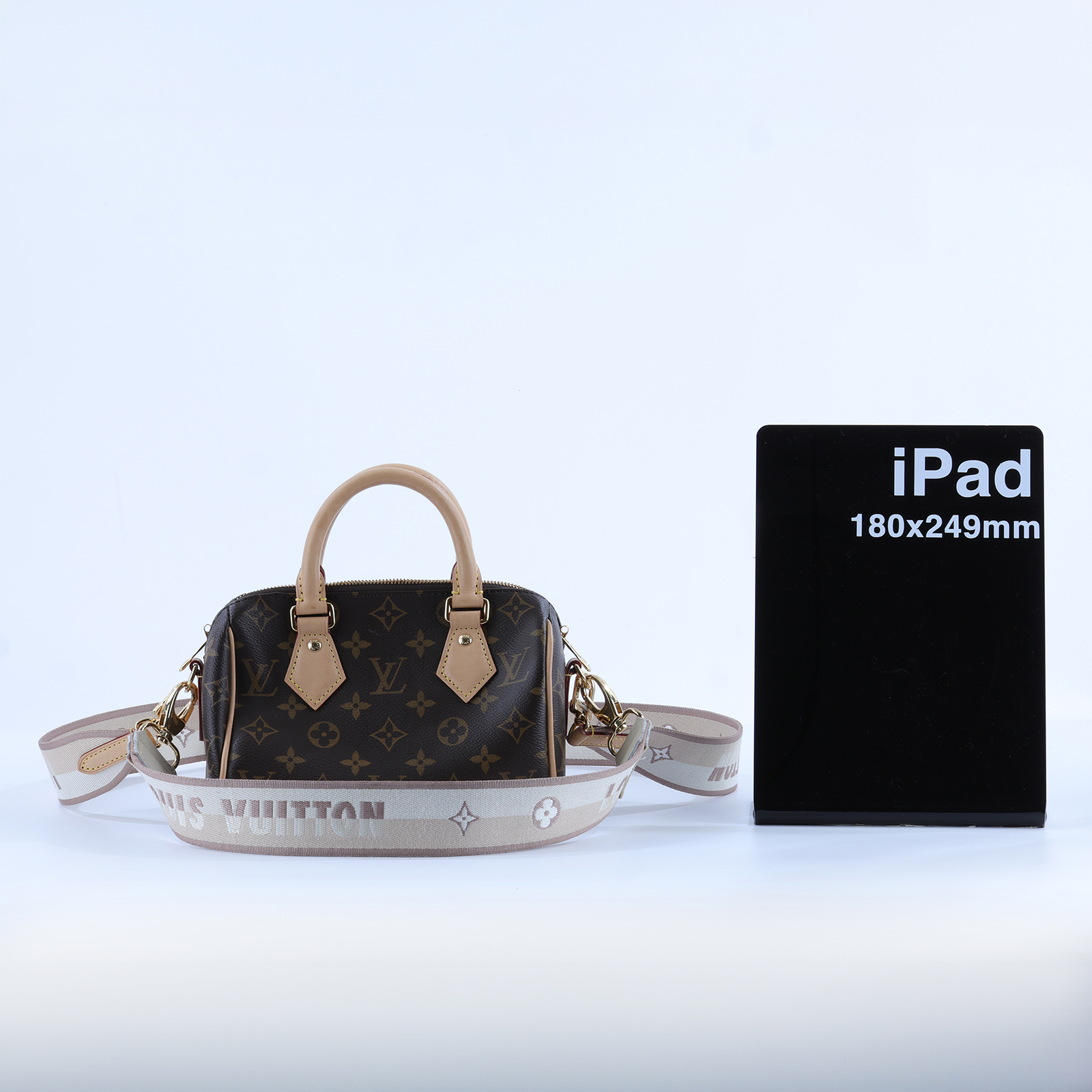 路易威登 LOUIS VUITTON Speedy Bandoulière 20 米色 帆布 手提 斜背 波士頓包 M46222 晶片款  防塵袋/背帶2/鎖組