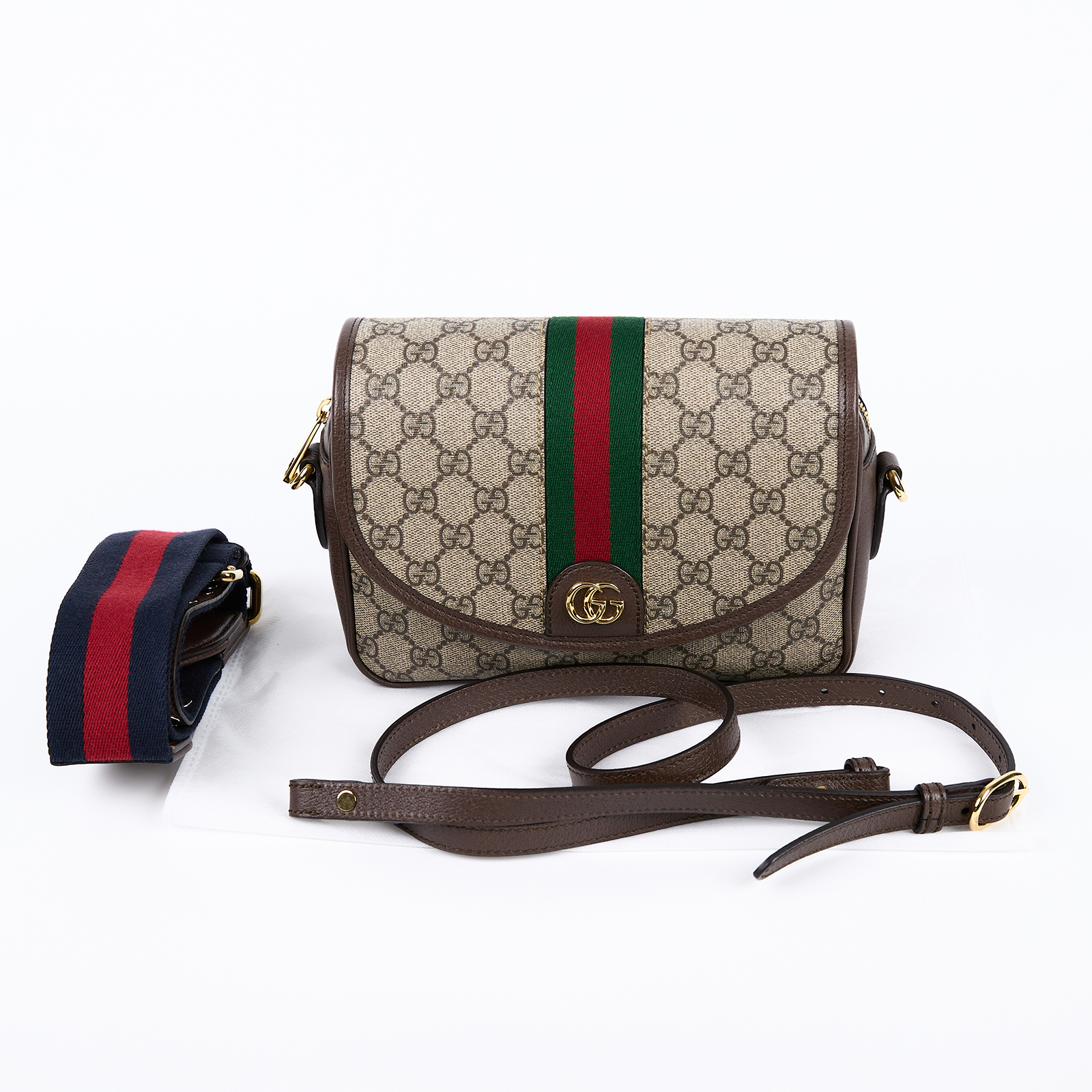 古馳 GUCCI Ophidia 小型 斜背包 722117 FAAX3 Ophidia GG 小號鉚釘寬背帶單肩包 背帶