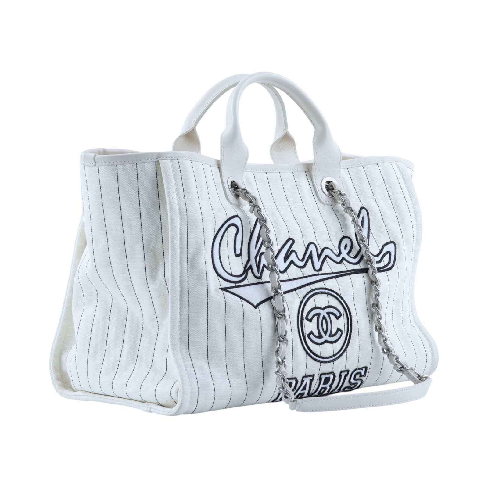 香奈兒 CHANEL 海灘包 大型 A66941 白條紋沙灘包 防塵袋
