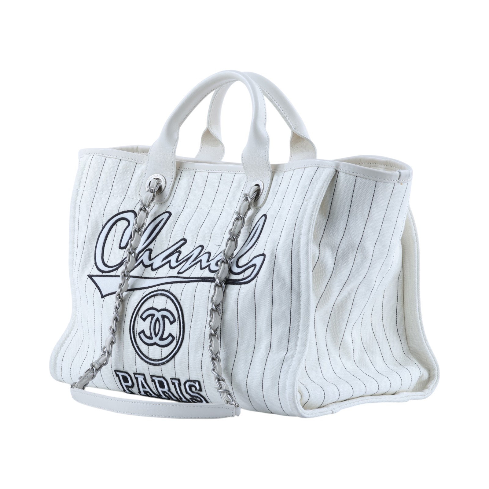 香奈兒 CHANEL 海灘包 大型 A66941 白條紋沙灘包 防塵袋