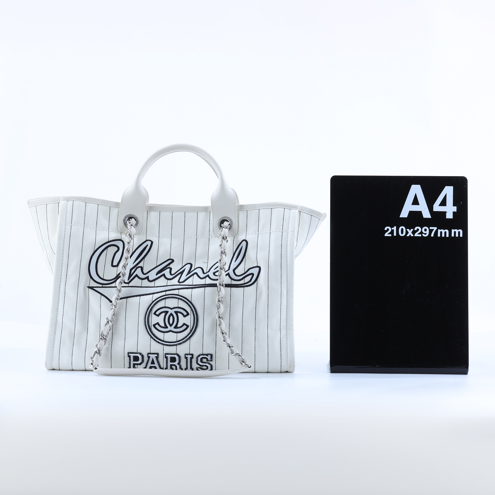 香奈兒 CHANEL 海灘包 大型 A66941 白條紋沙灘包 防塵袋
