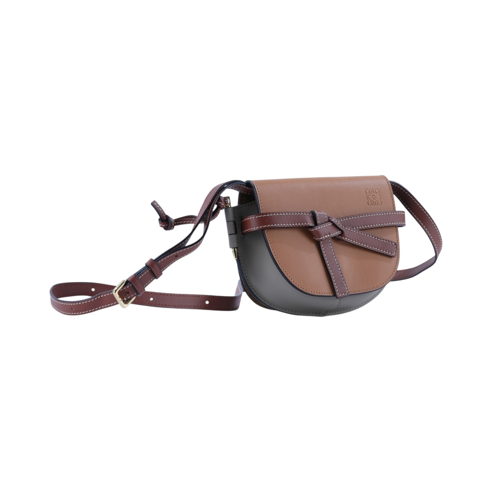 羅意威 LOEWE Mini Gate Dual bag 迷你 小牛皮 肩背包 A650N46X08 焦糖雙色MINI GATE 防塵袋/背帶